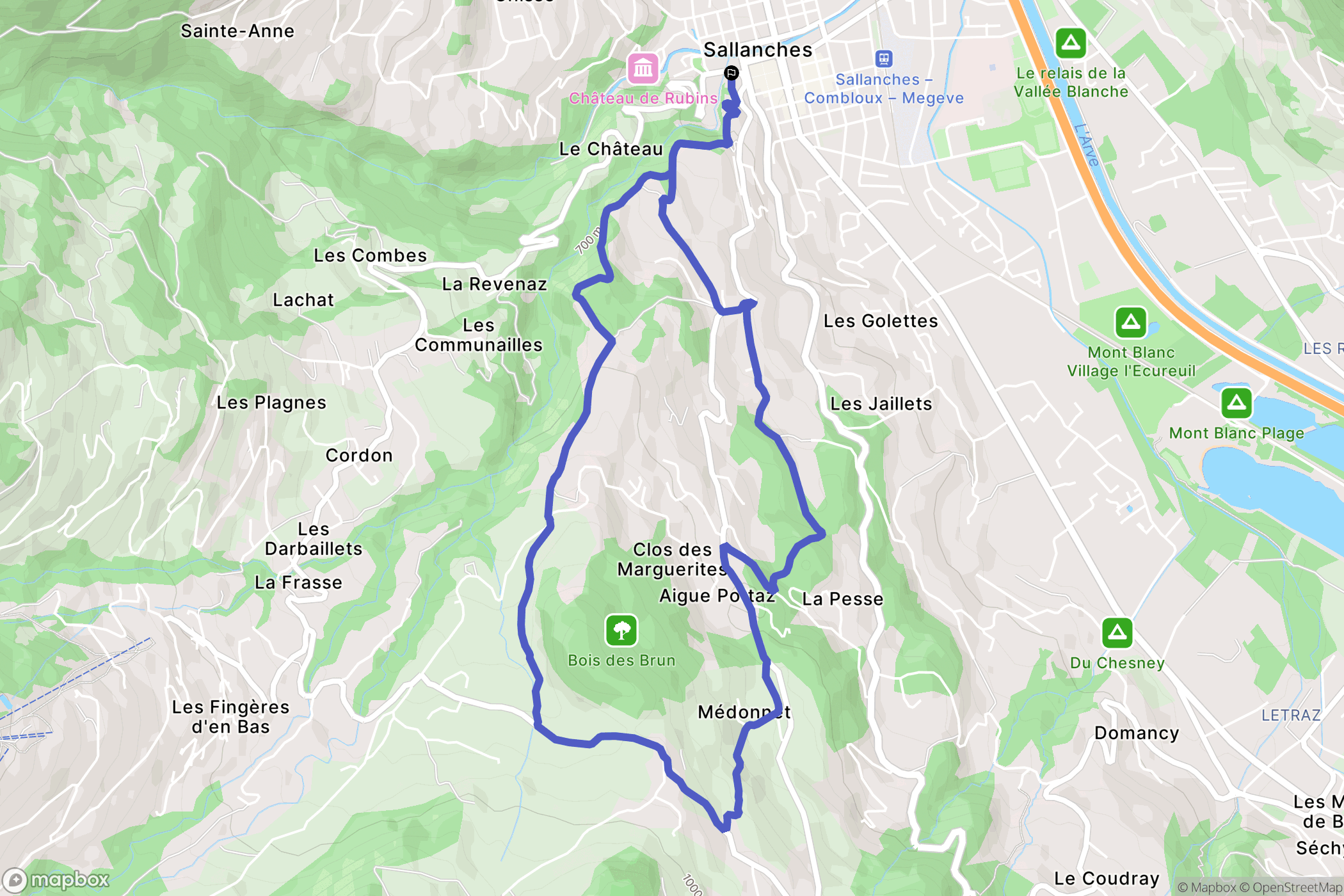 Sallanches : carte du parcours de randonnée - France