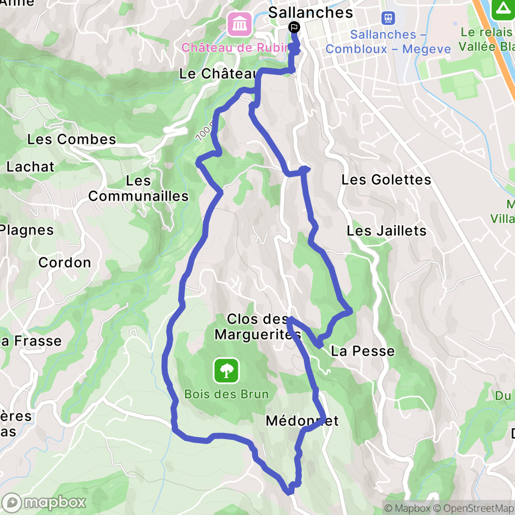 Sallanches : carte du parcours de randonnée - France