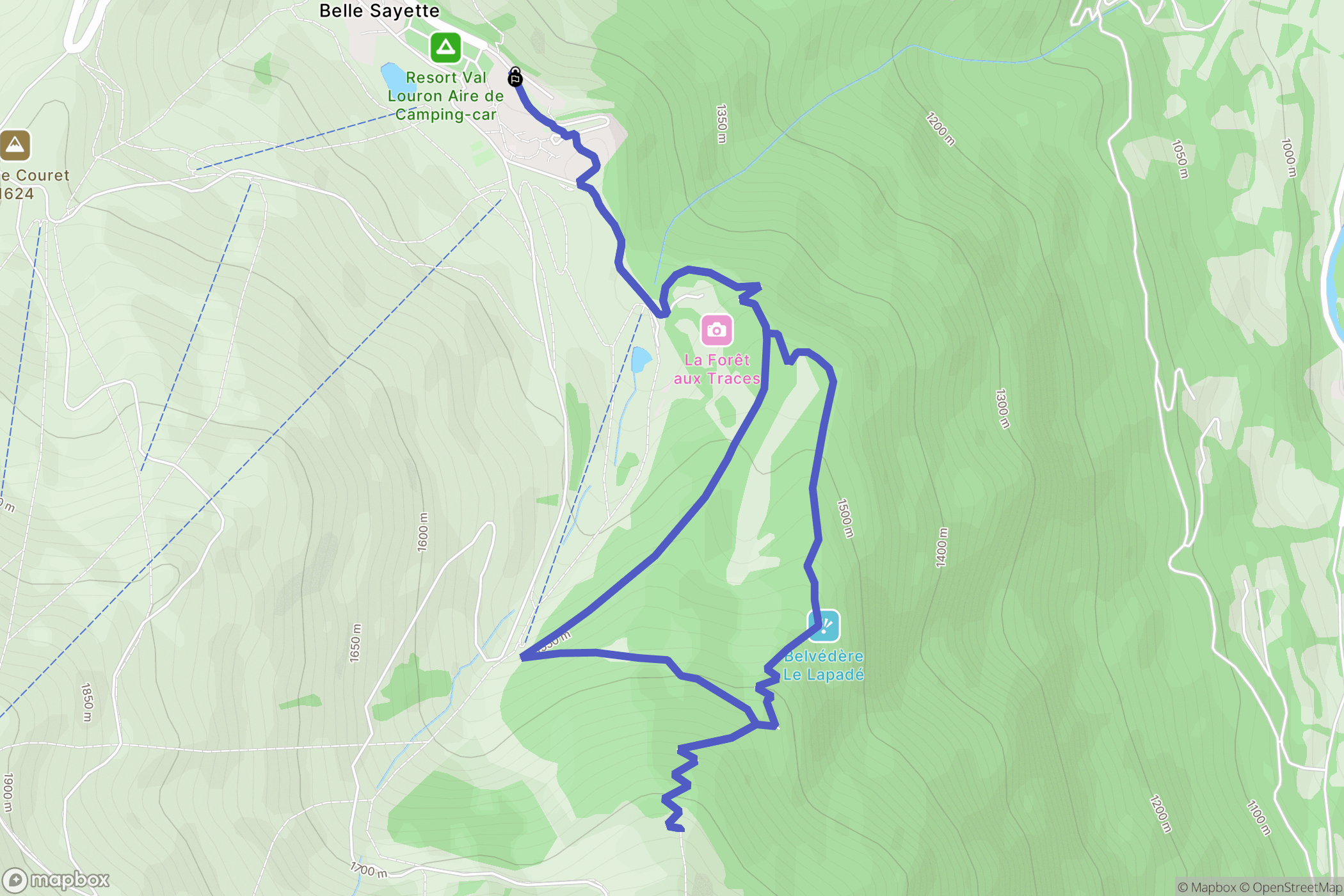 Génos : carte du parcours de randonnée - France
