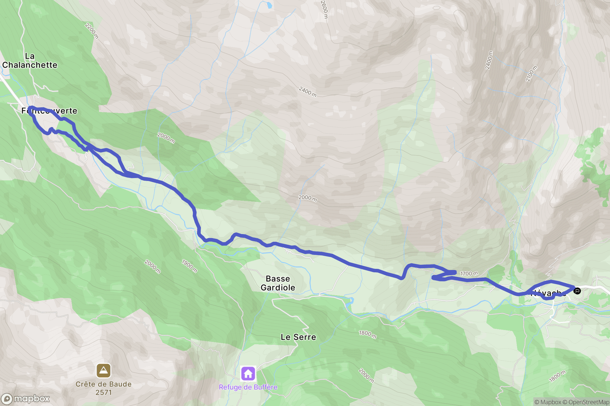 Névache : carte du parcours de randonnée - France