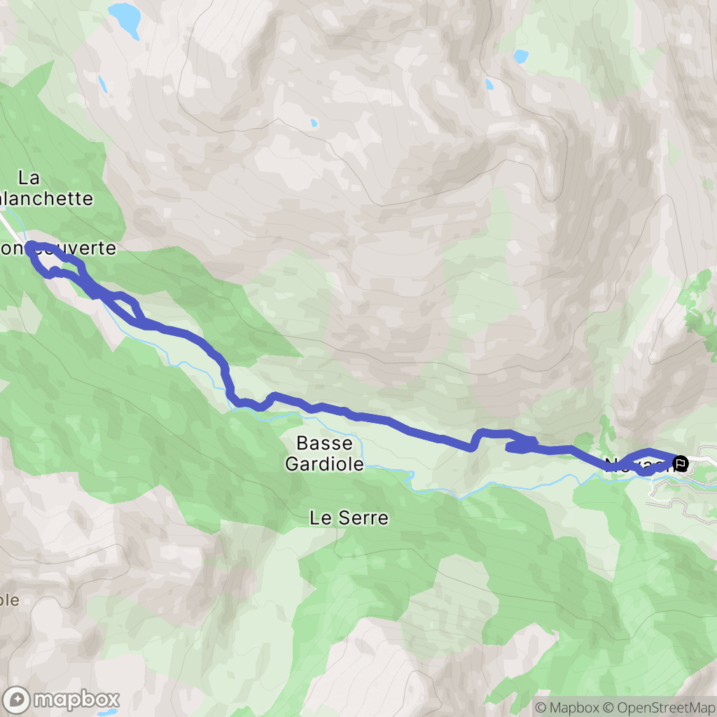 Névache : carte du parcours de randonnée - France