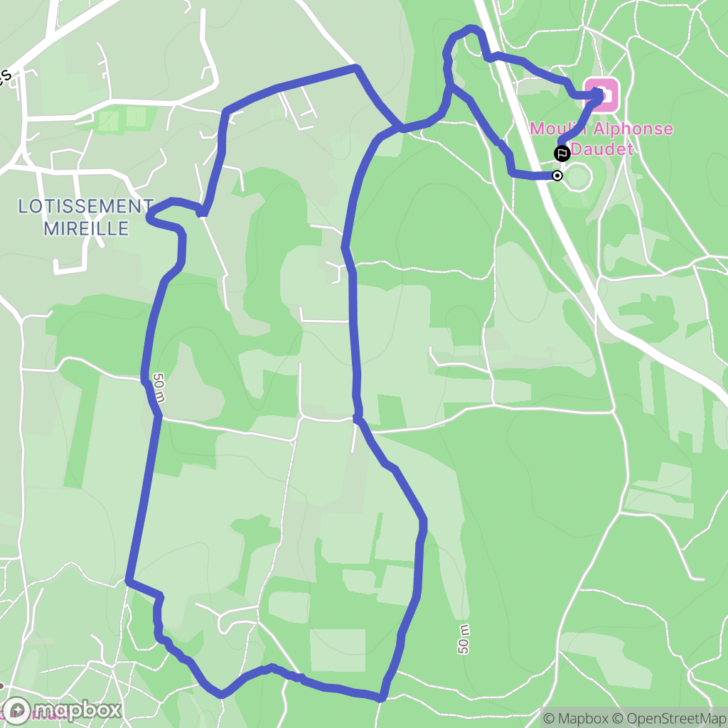 Fontvieille : carte du parcours de randonnée - France