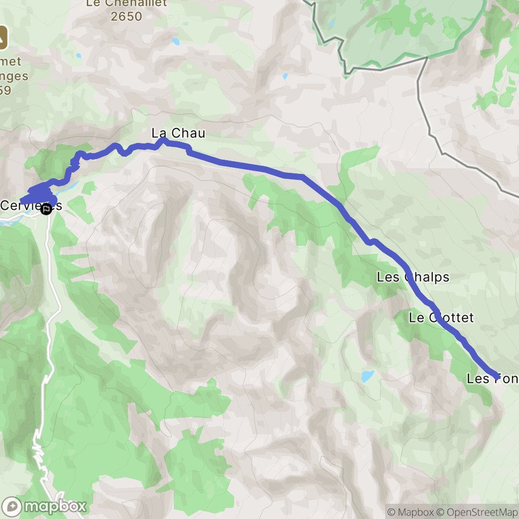 Cervières : carte du parcours de randonnée - France