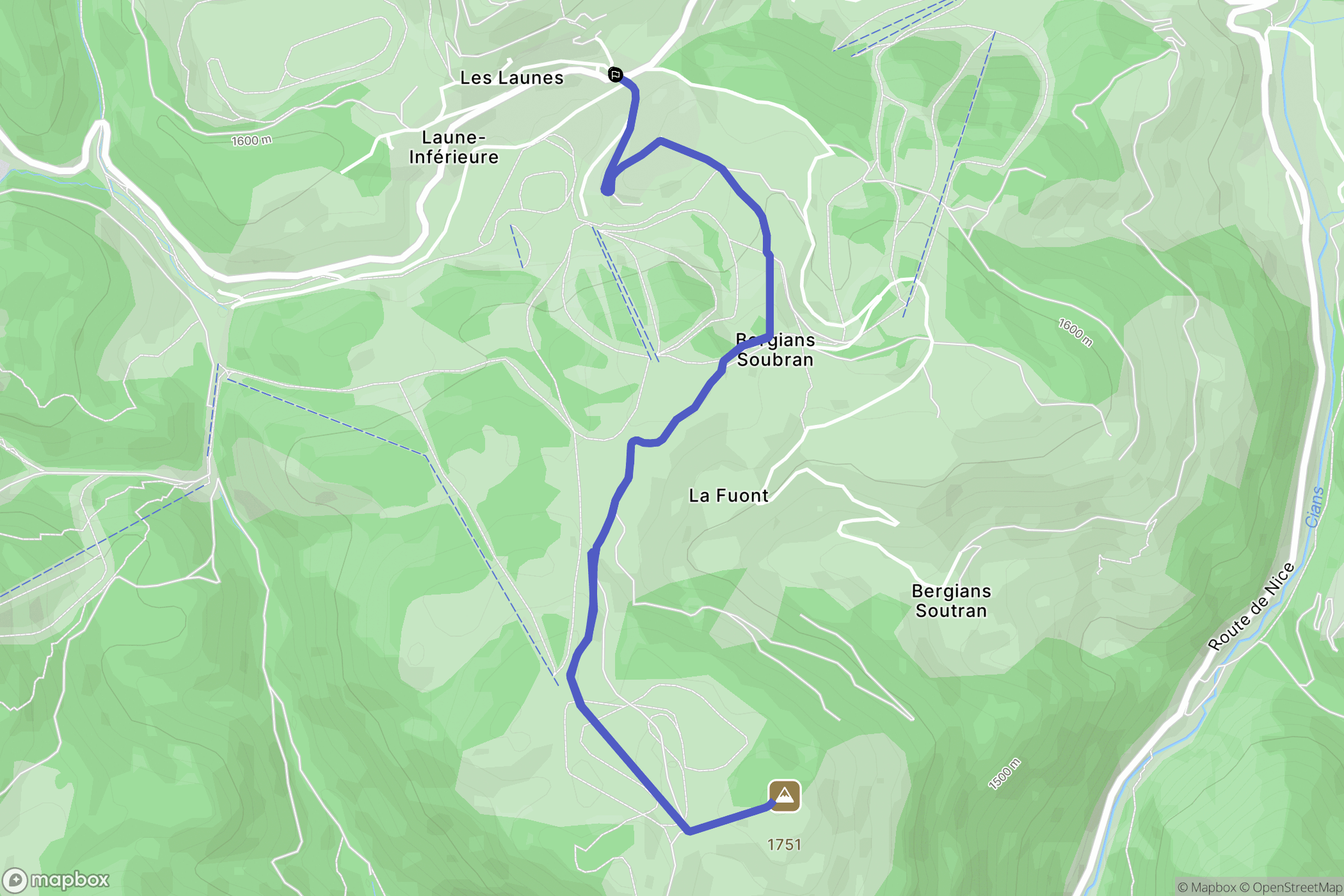 Beuil : carte du parcours de randonnée - France