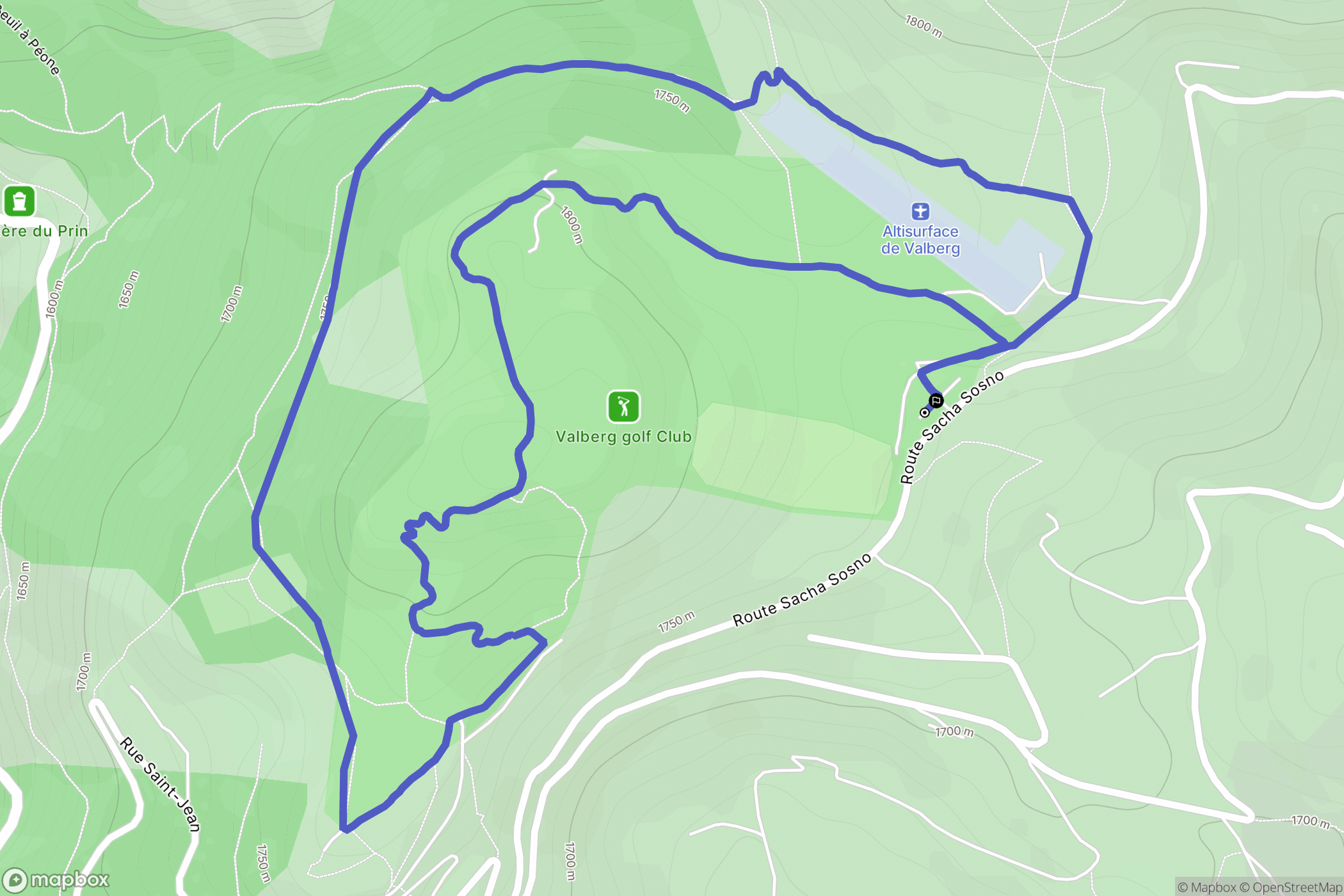 Péone : carte du parcours de randonnée - France