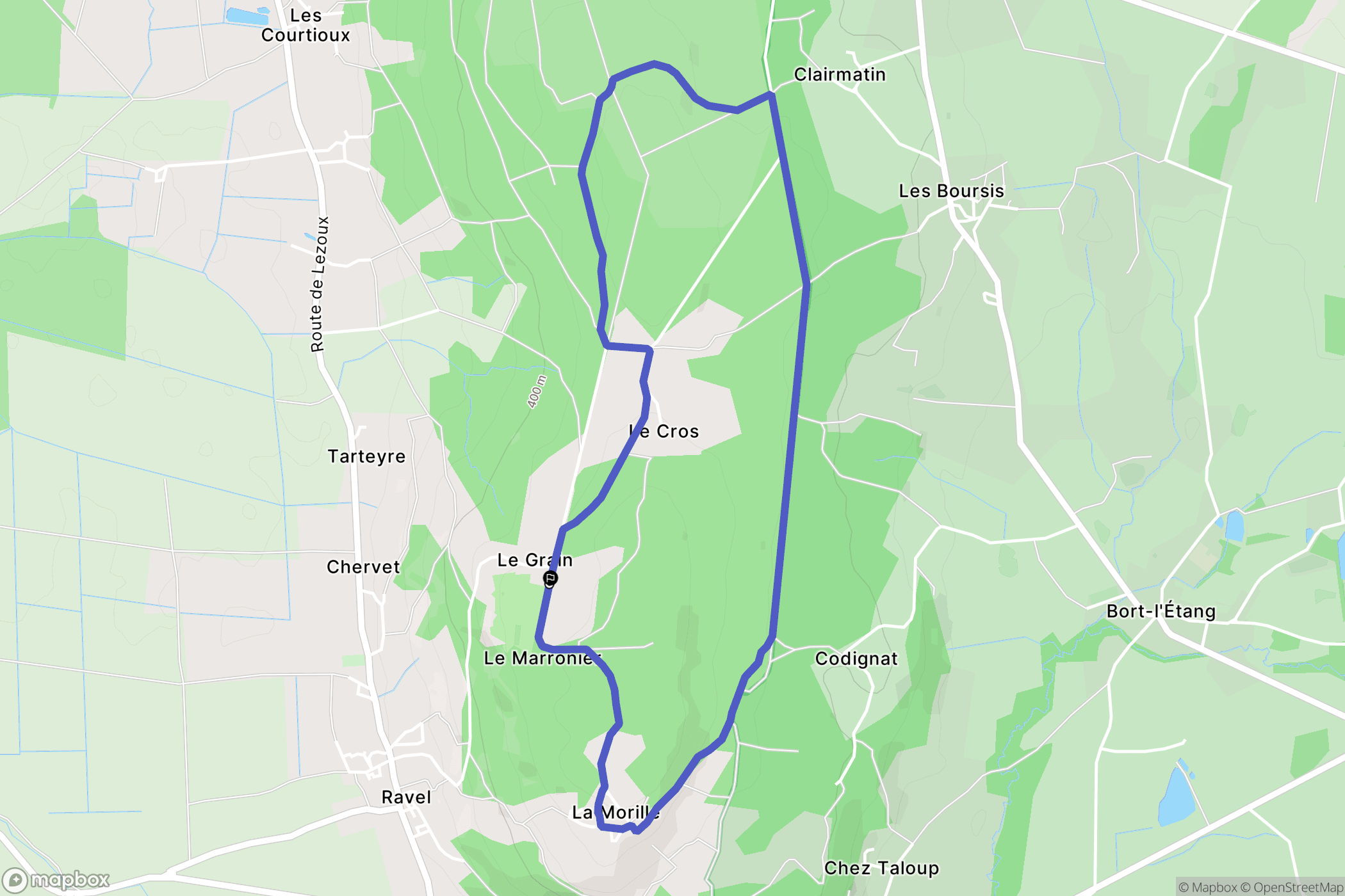 Ravel : carte du parcours de randonnée - France