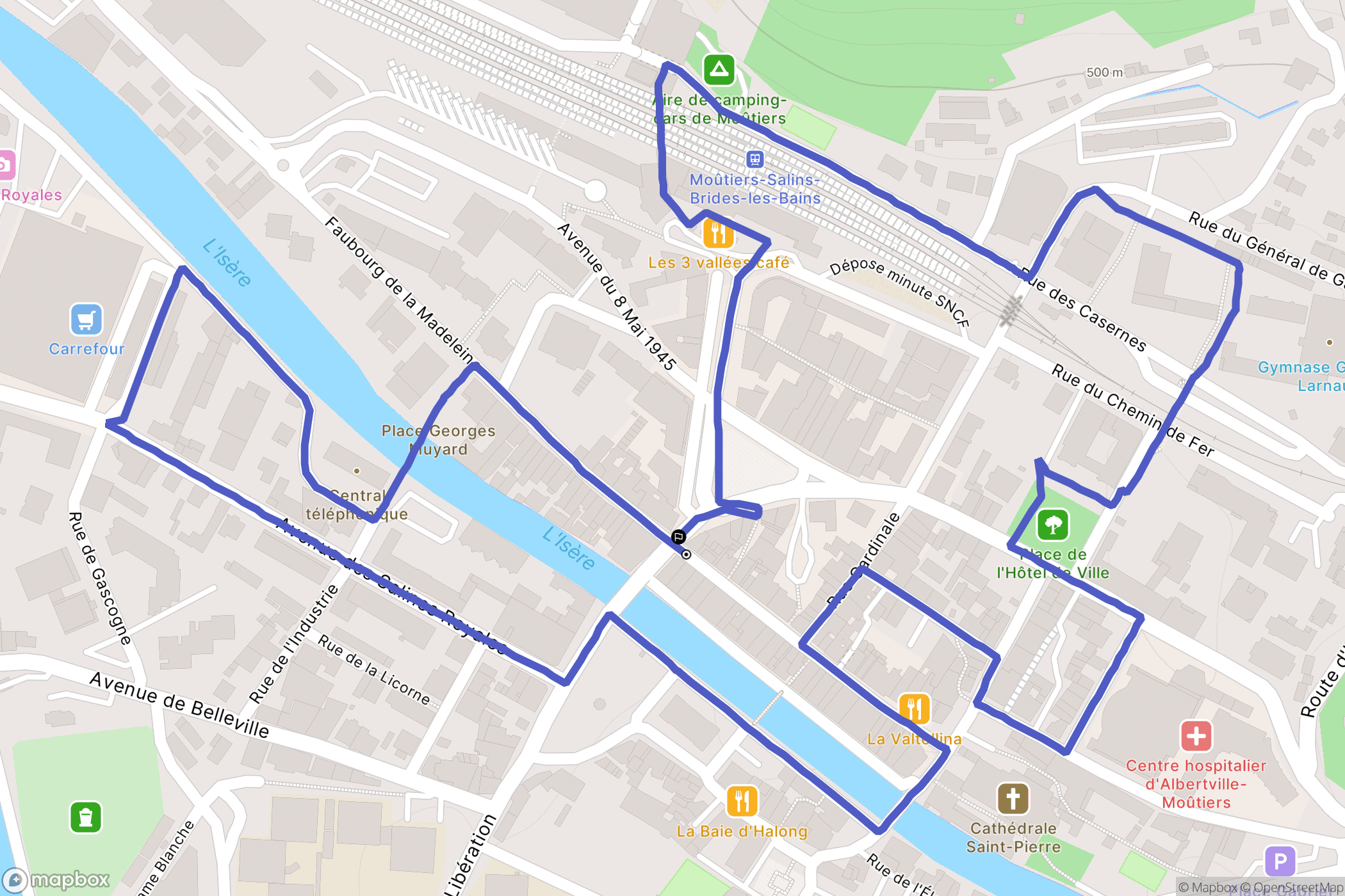 Moutiers : carte du parcours de randonnée - France