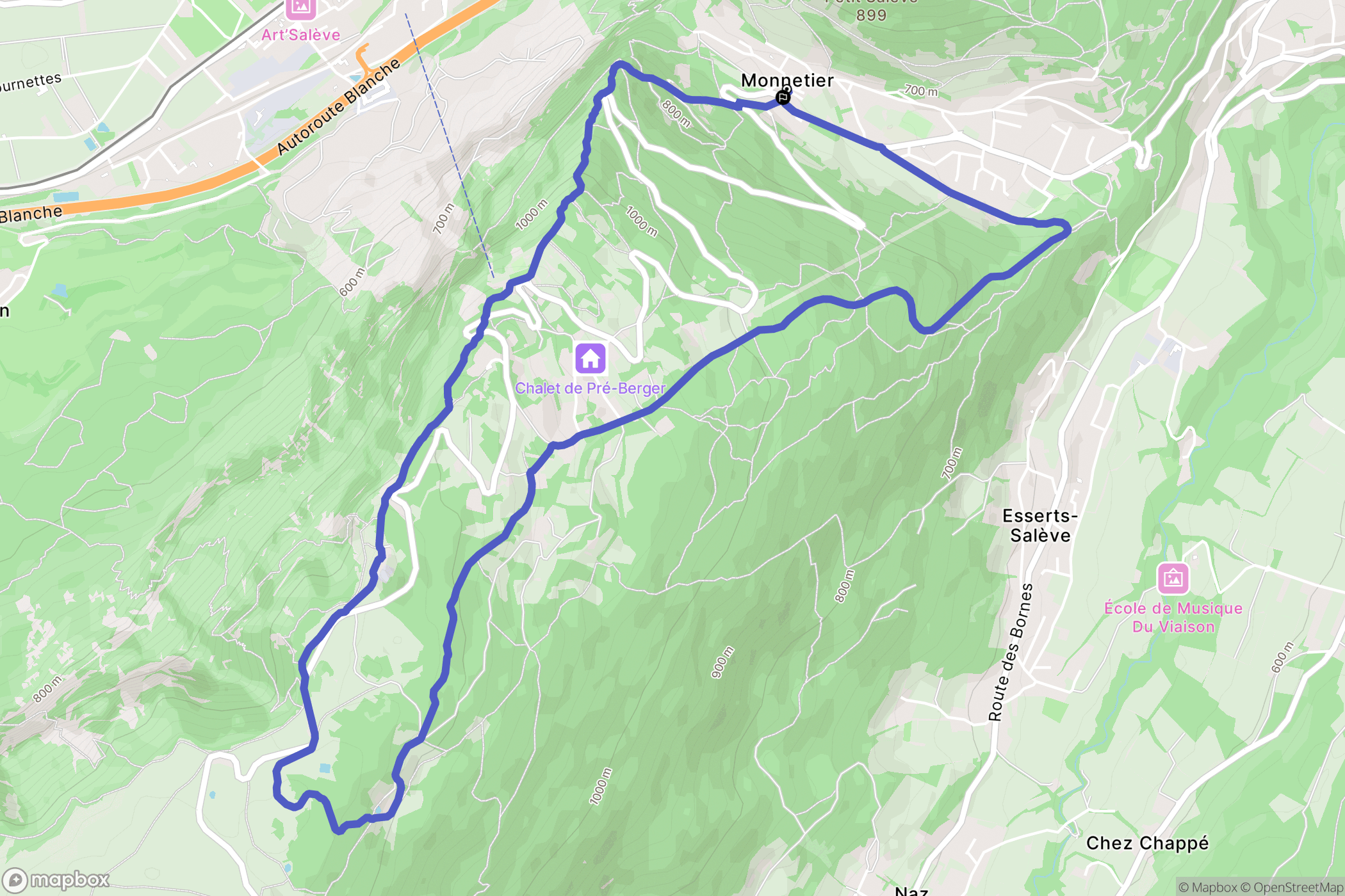Monnetier : carte du parcours de randonnée - France