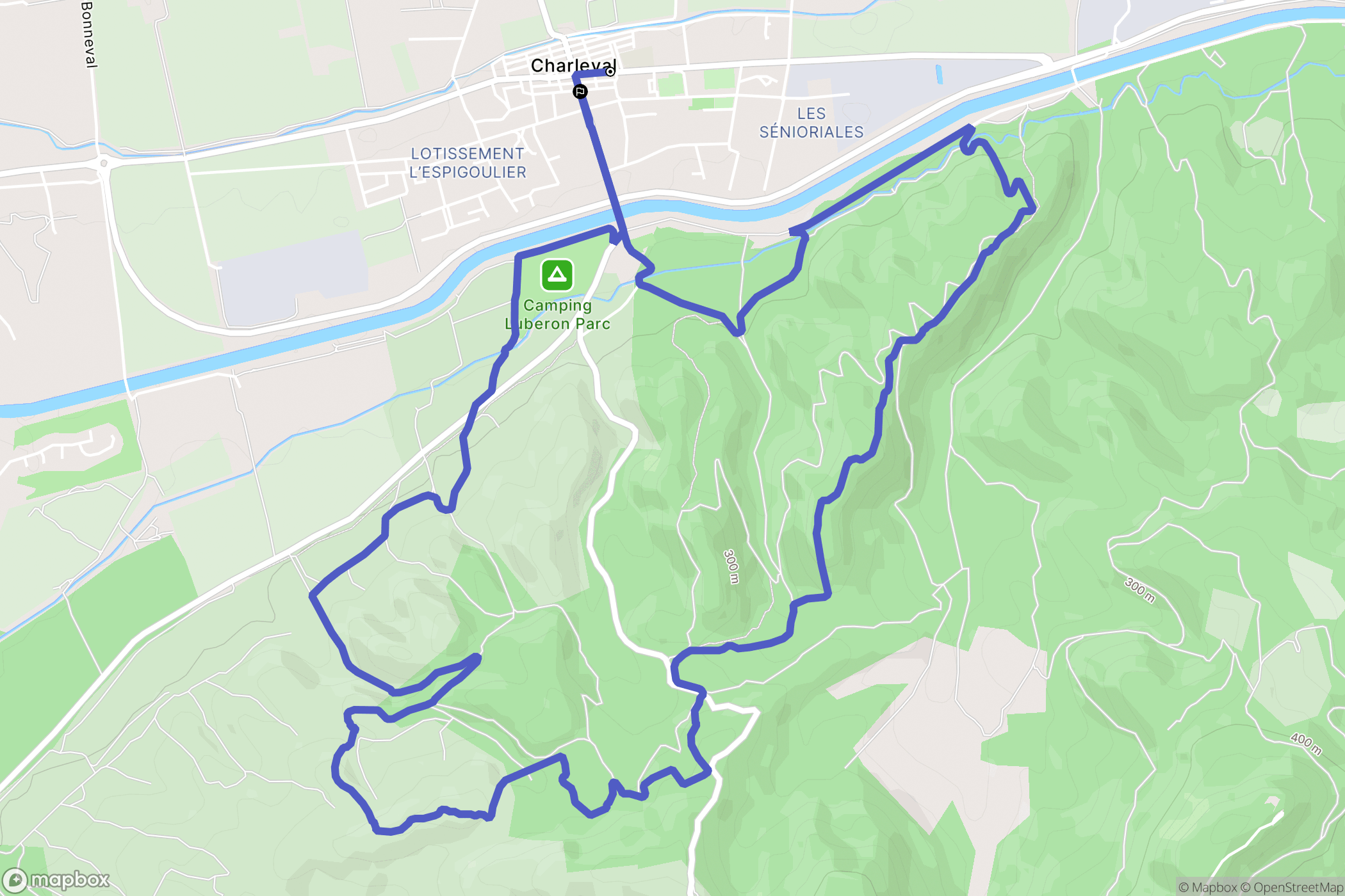 Charleval : carte du parcours de randonnée - France