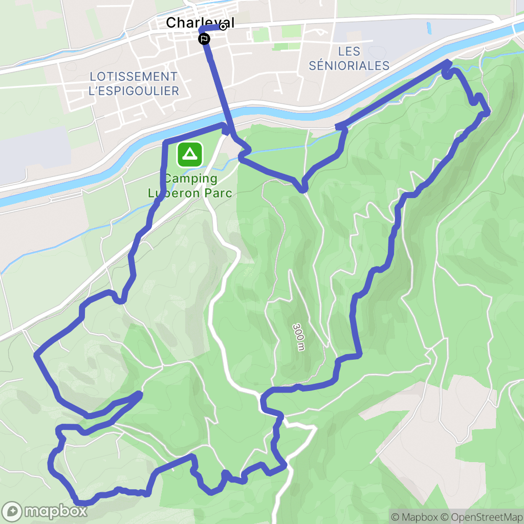 Charleval : carte du parcours de randonnée - France