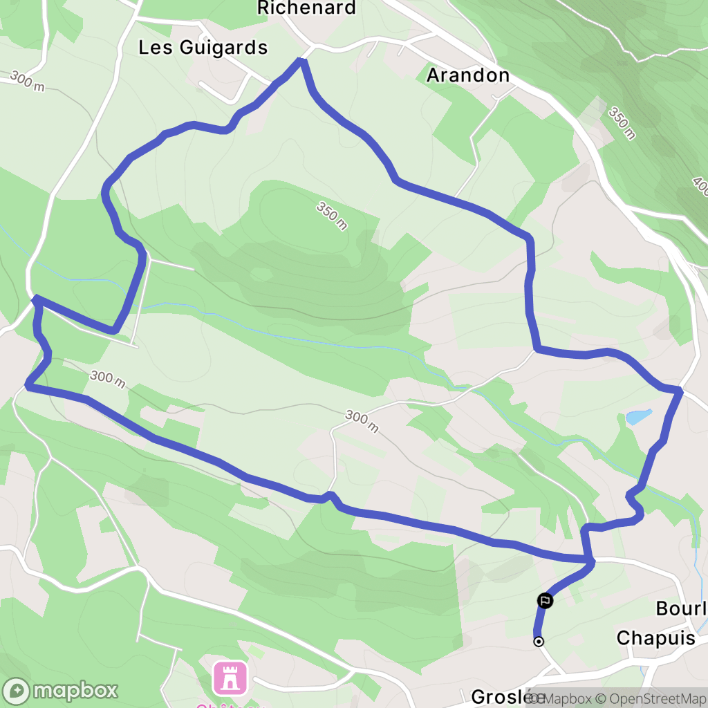 Groslée-Saint-Benoît : carte du parcours de randonnée - France
