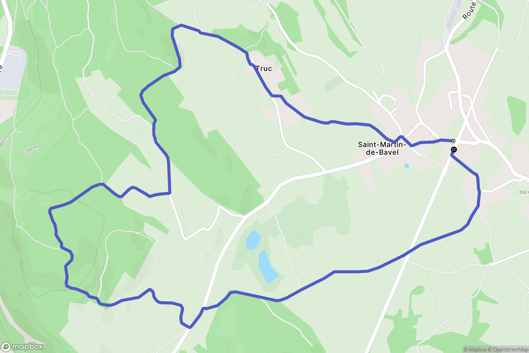 Saint-Martin-de-Bavel : carte du parcours de randonnée - France