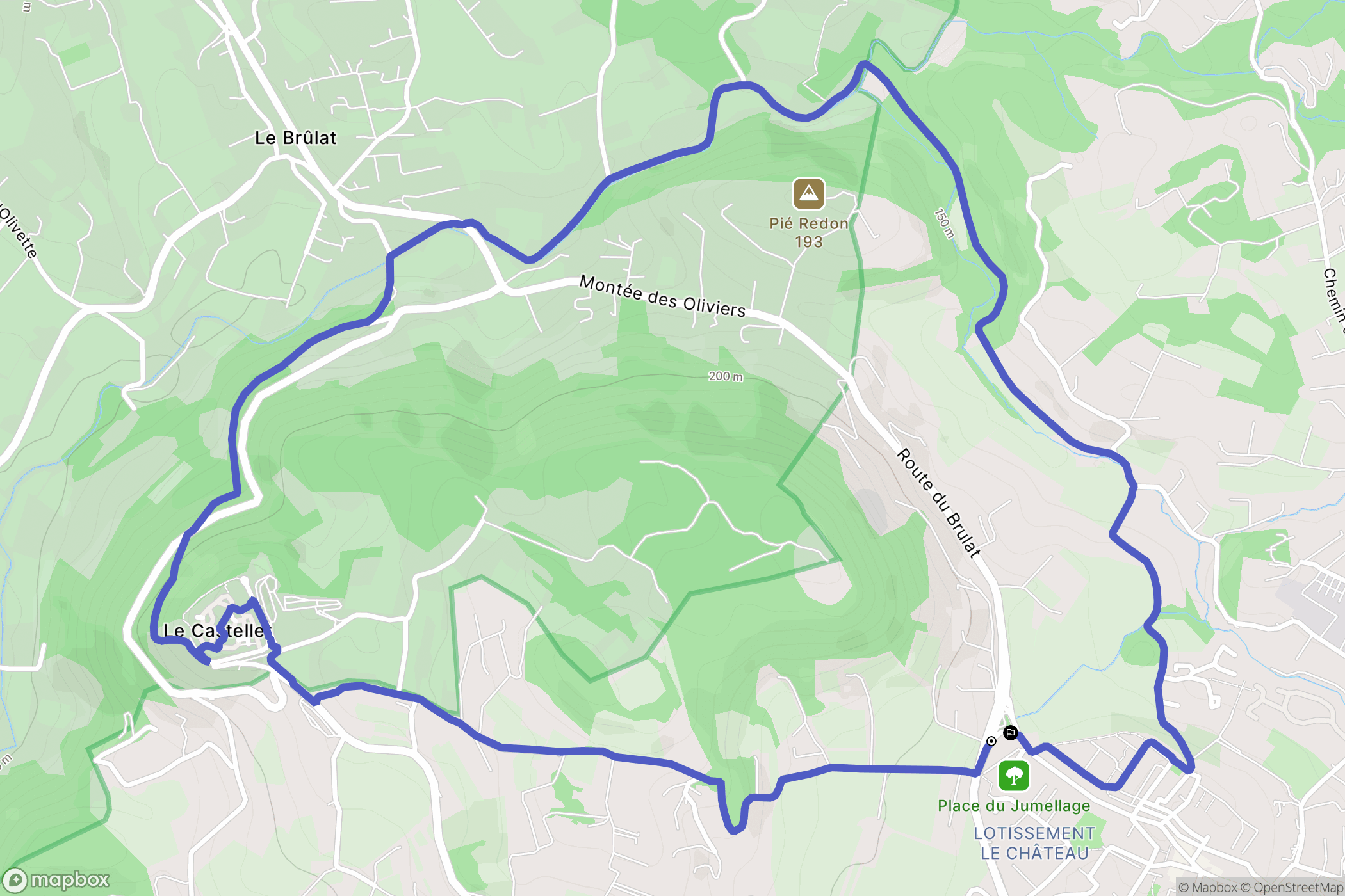Le Castellet : carte du parcours de randonnée - France