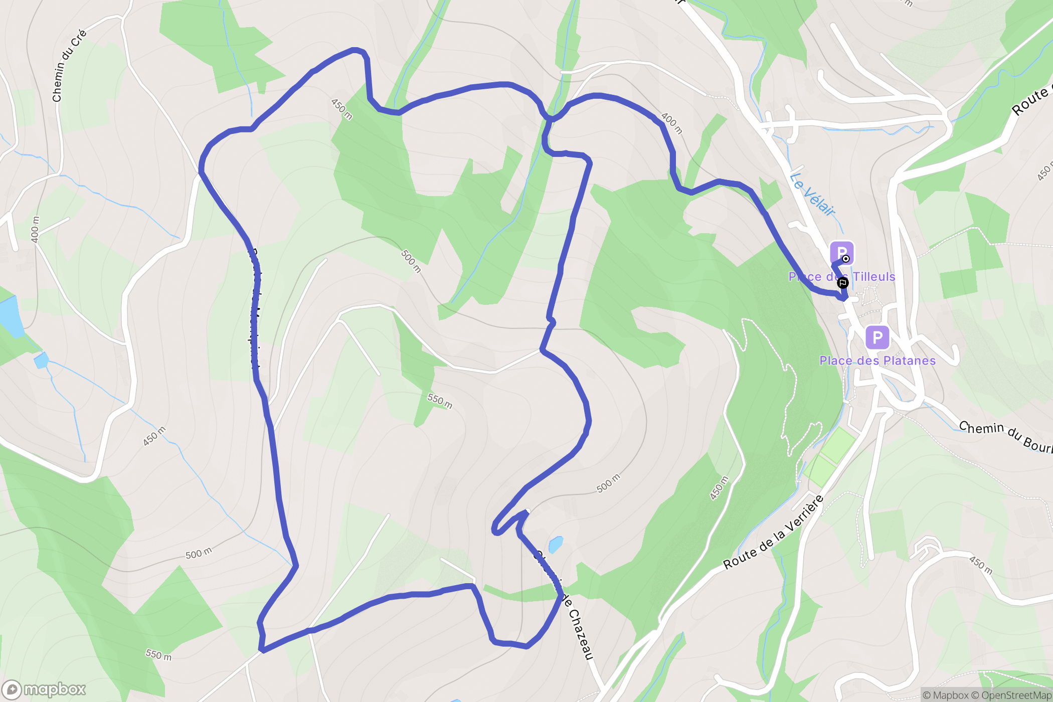 Courzieu : carte du parcours de randonnée - France