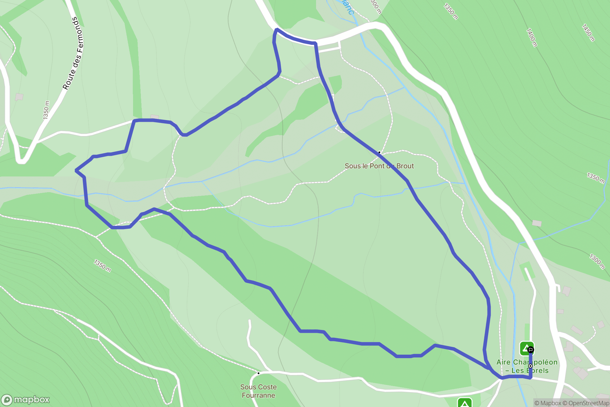 Champoléon : carte du parcours de randonnée - France
