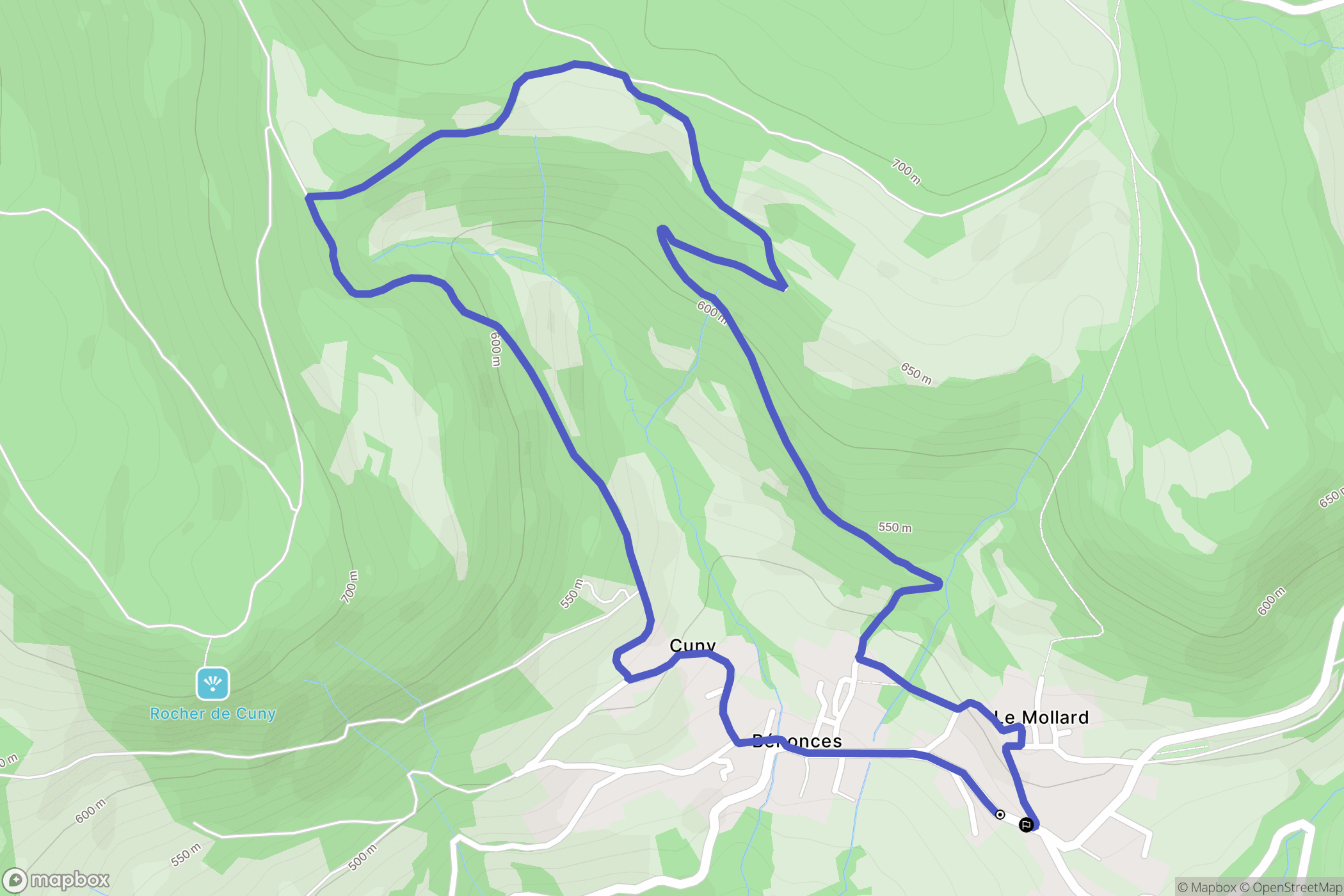 Bénonces : carte du parcours de randonnée - France