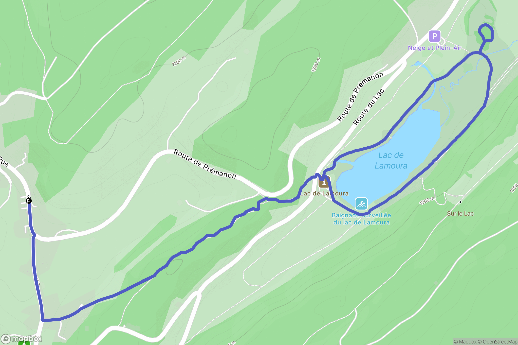 Lamoura : carte du parcours de randonnée - France