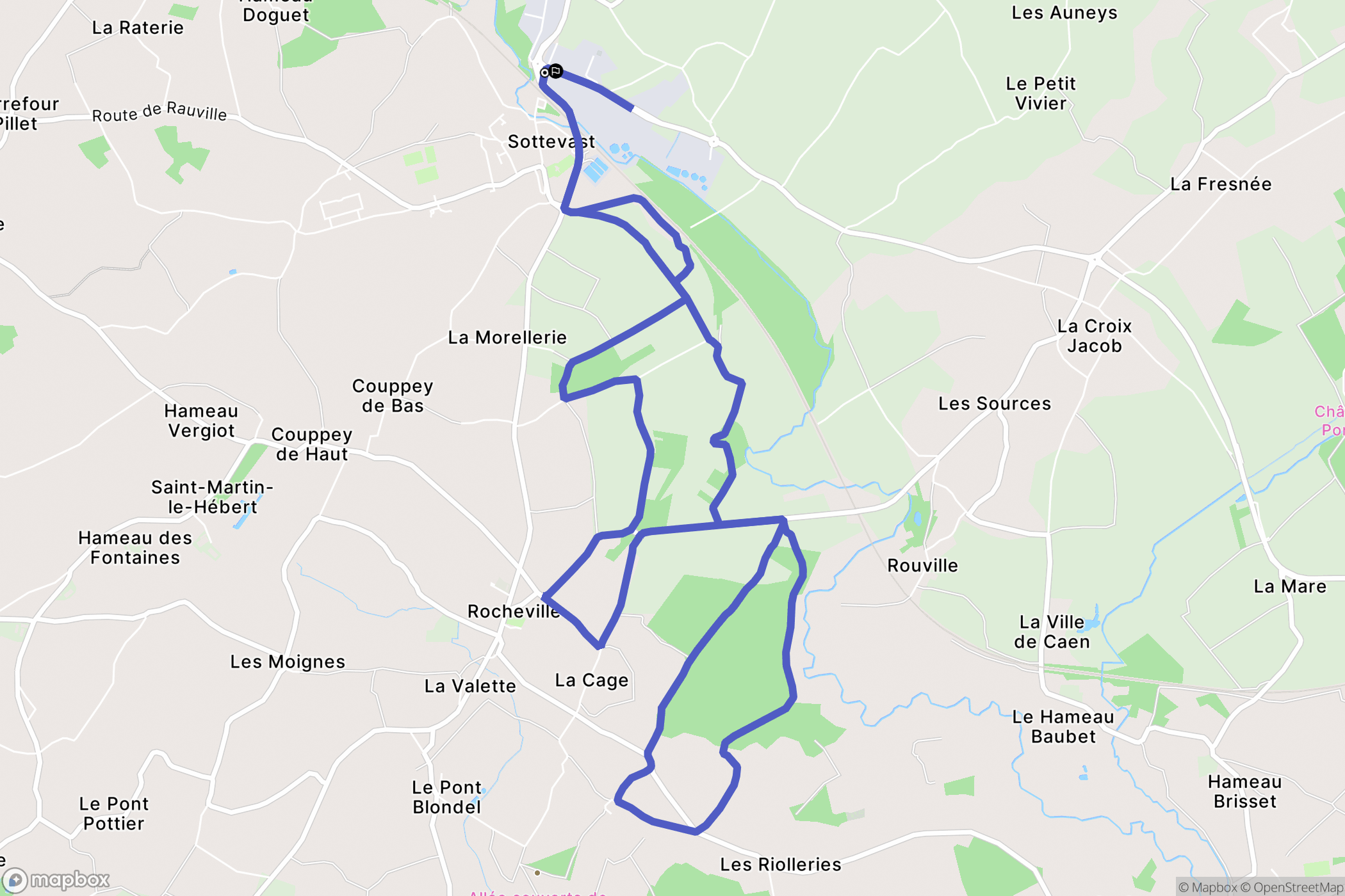 Sottevast : carte du parcours de randonnée - France