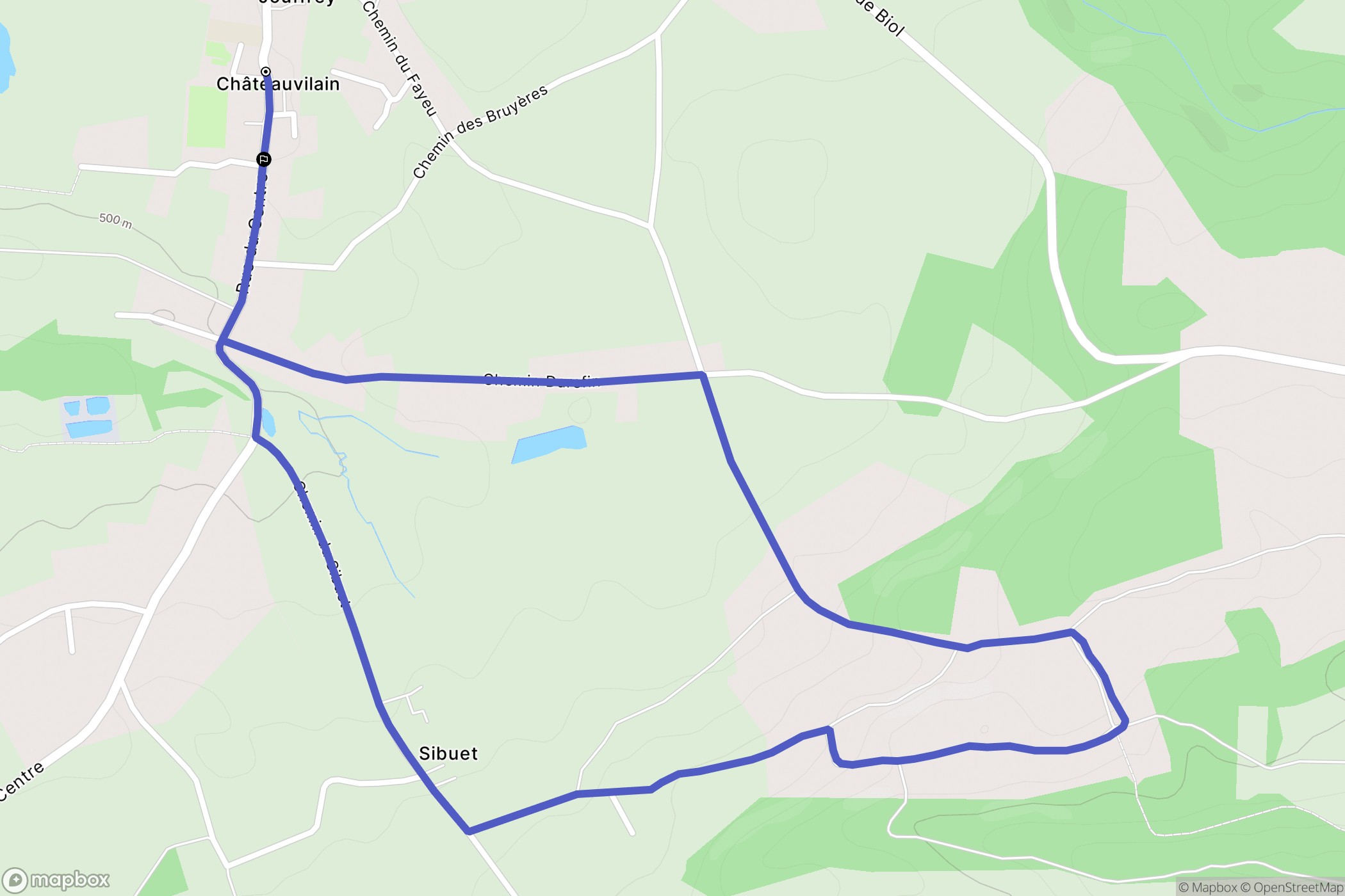 Châteauvilain : carte du parcours de randonnée - France