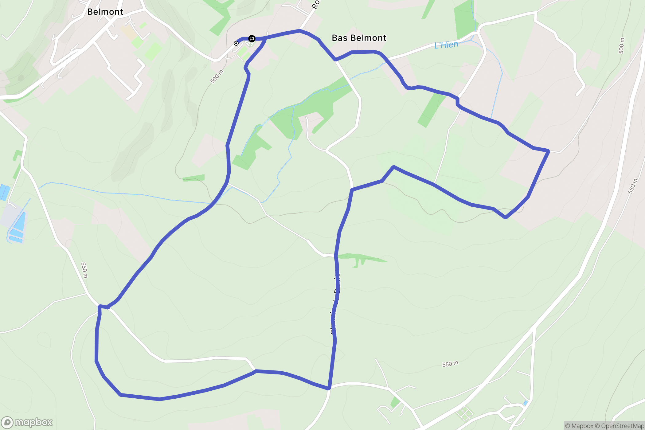 Belmont : carte du parcours de randonnée - France