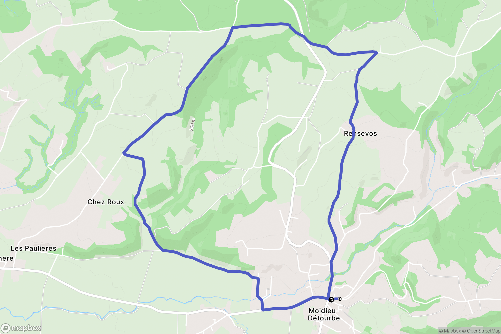 Moidieu-Détourbe : carte du parcours de randonnée - France
