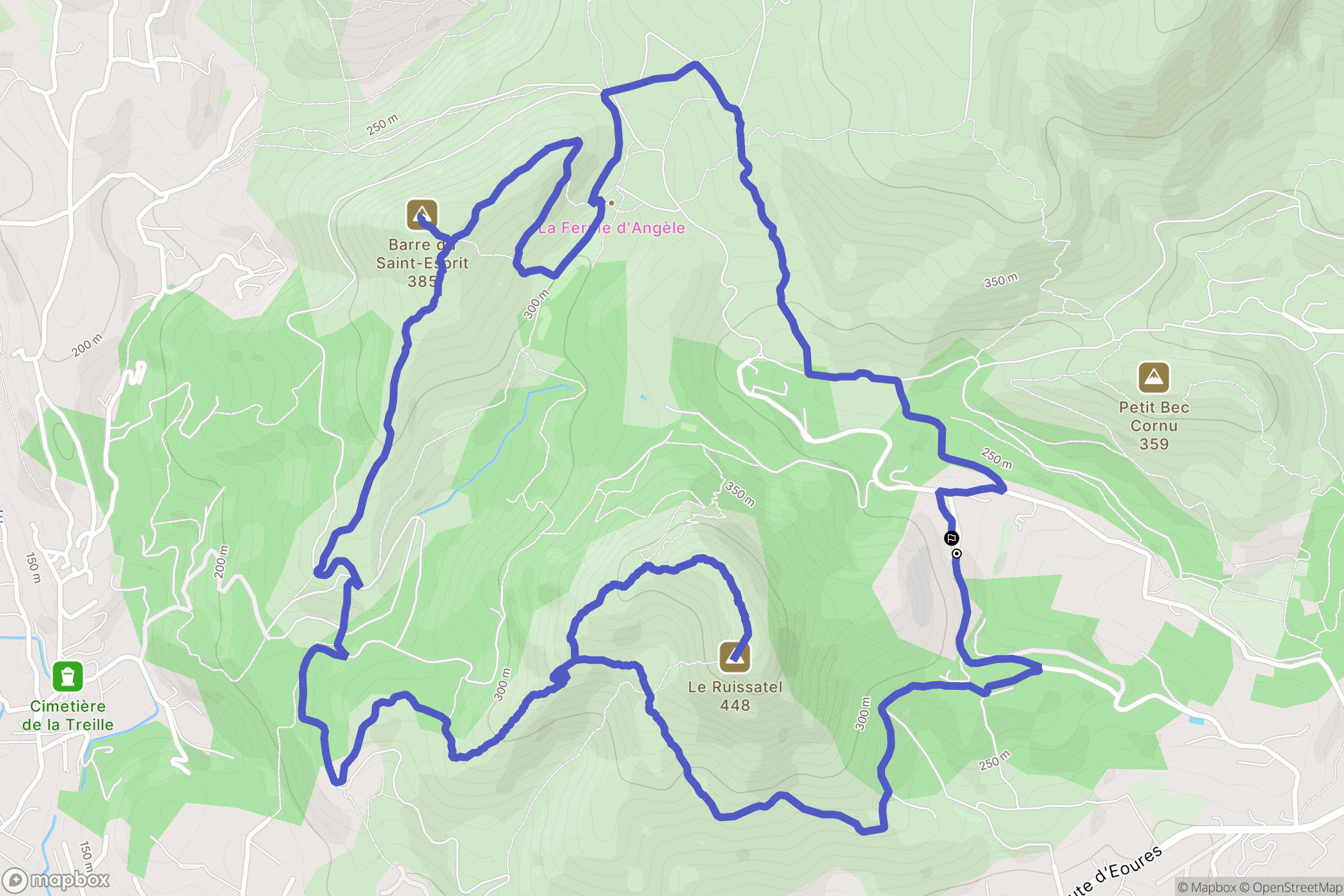 Aubagne : carte du parcours de randonnée - France