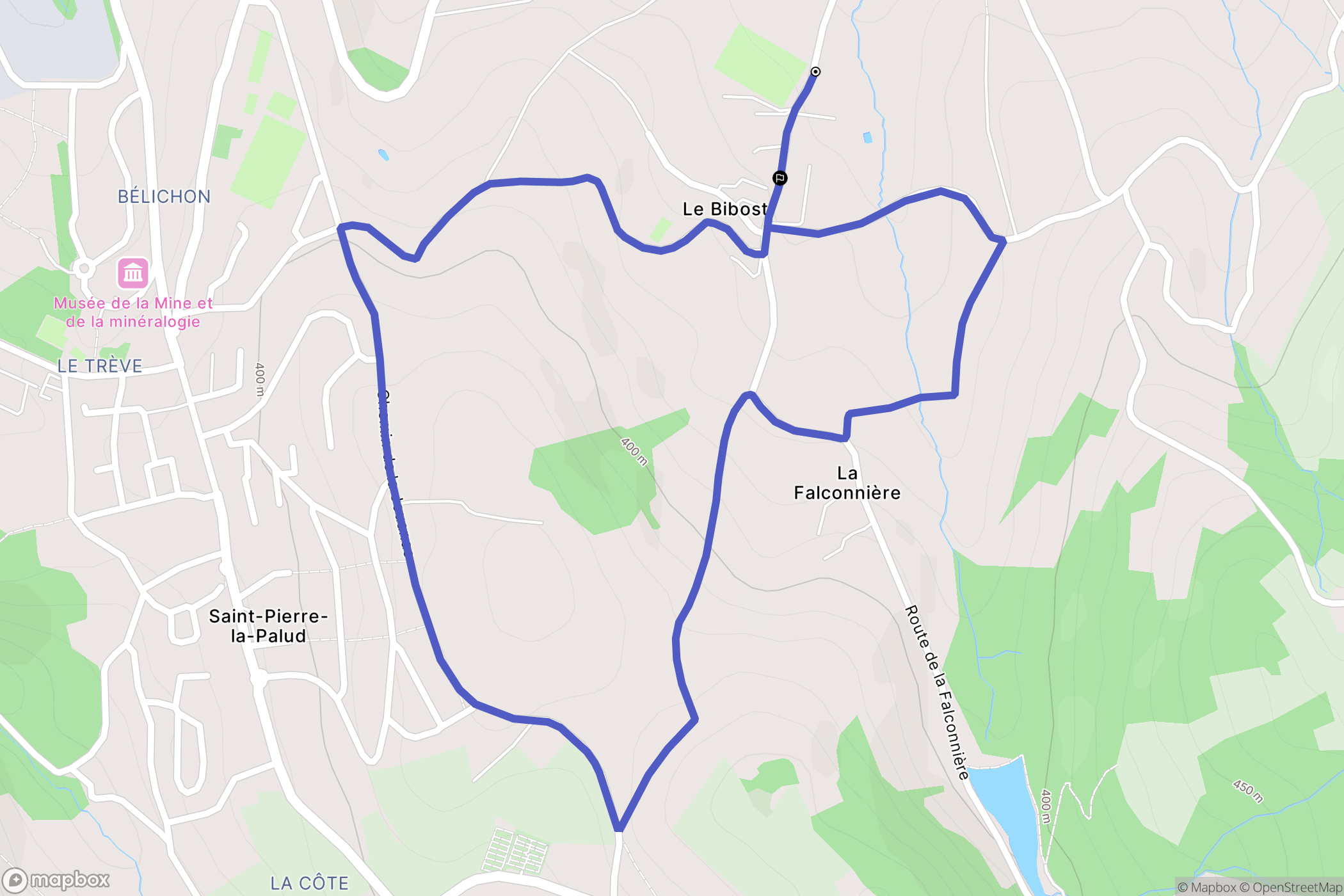 Sourcieux-les-Mines : carte du parcours de randonnée - France