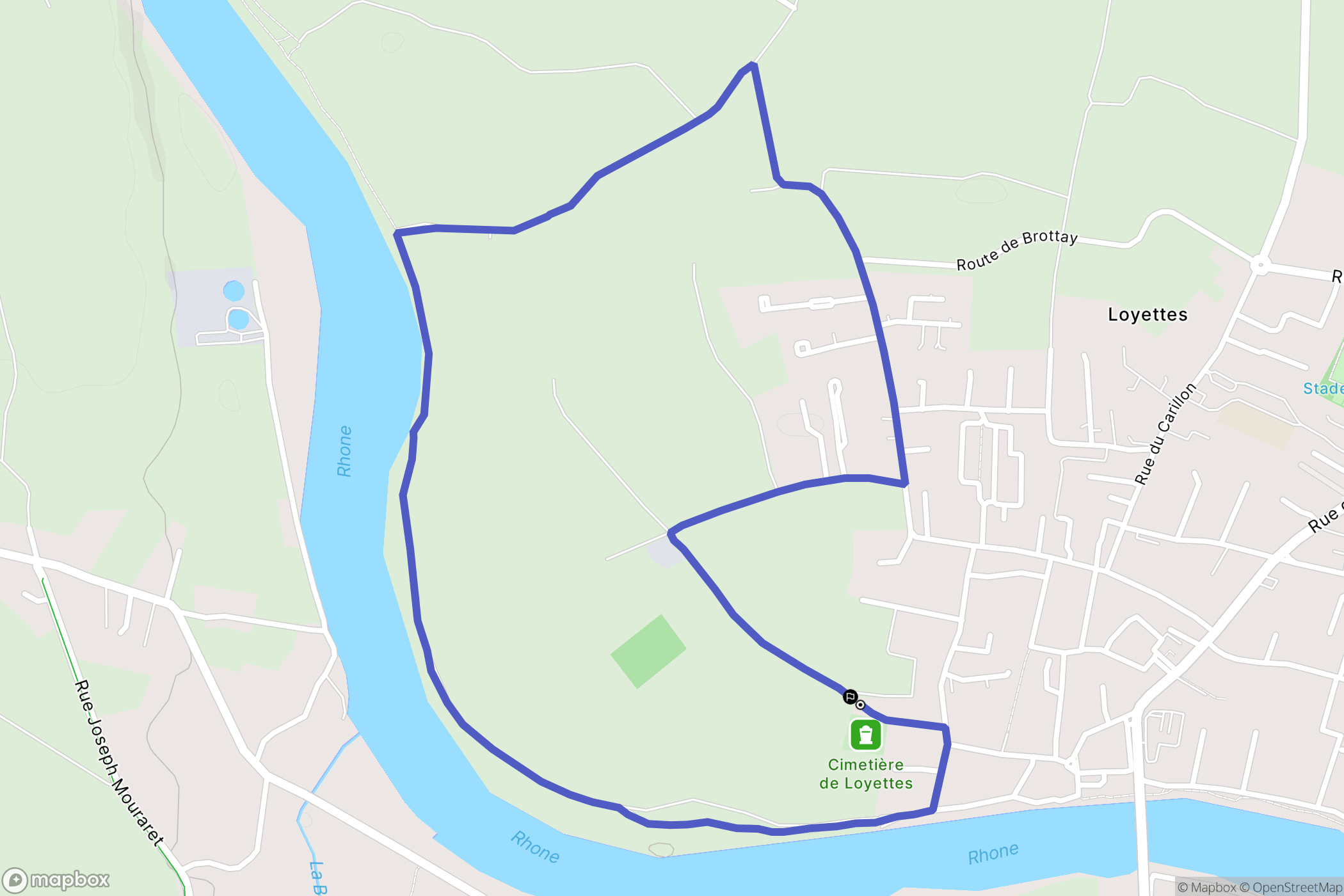 Loyettes : carte du parcours de randonnée - France