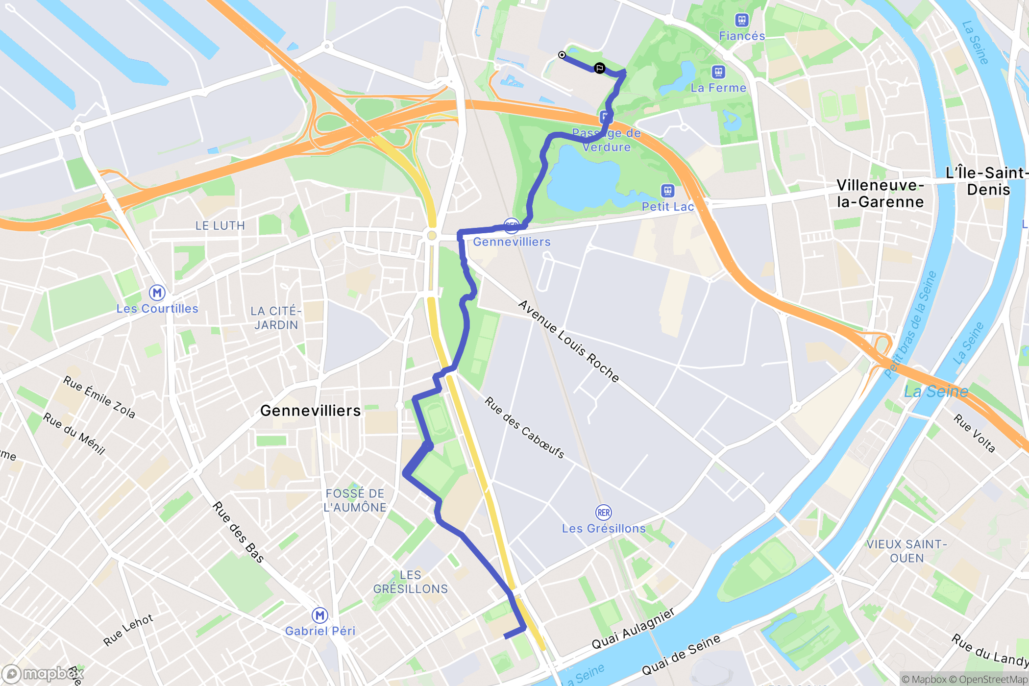 Villeneuve-la-Garenne : carte du parcours de randonnée - France