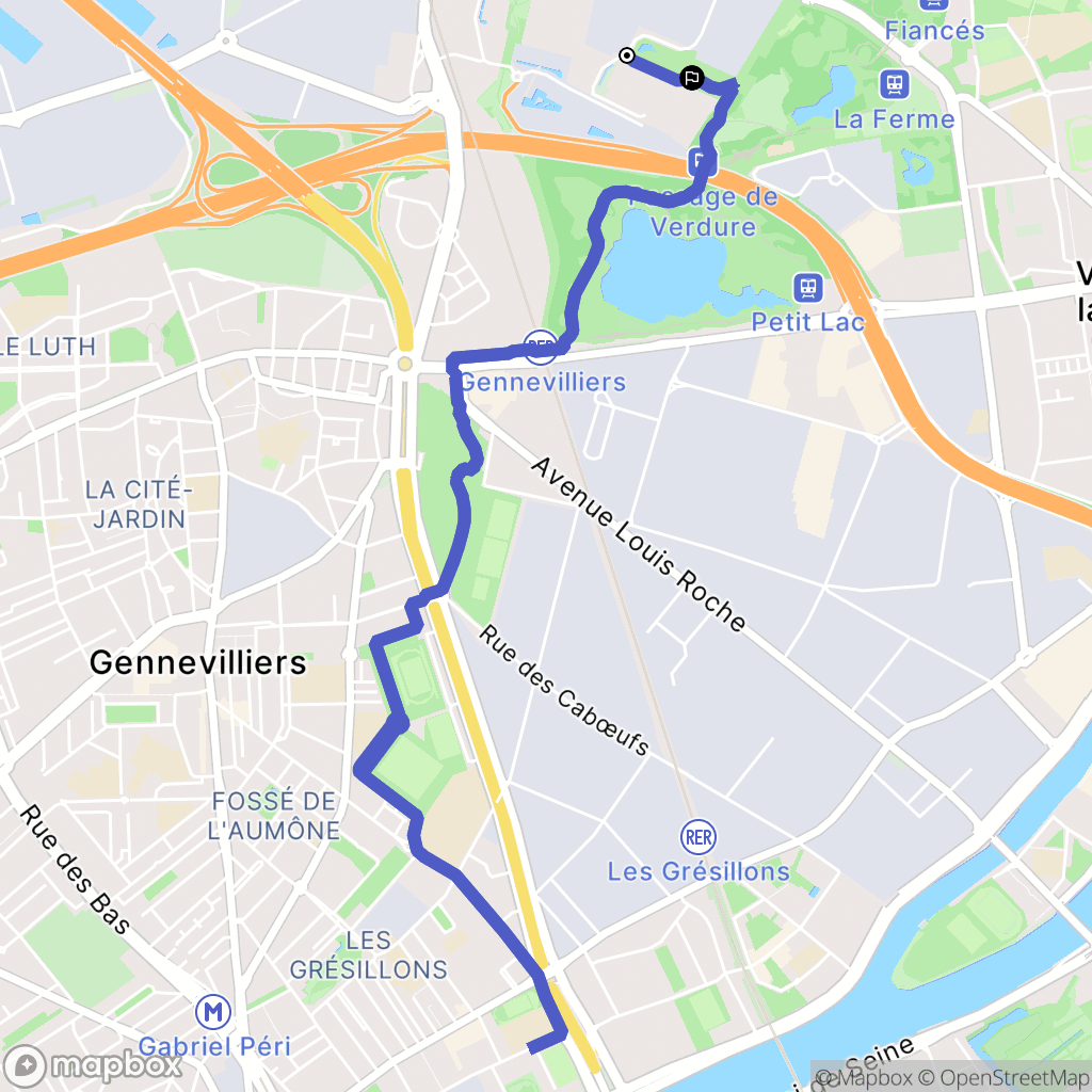 Villeneuve-la-Garenne : carte du parcours de randonnée - France