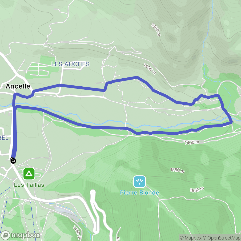 Ancelle : carte du parcours de randonnée - France