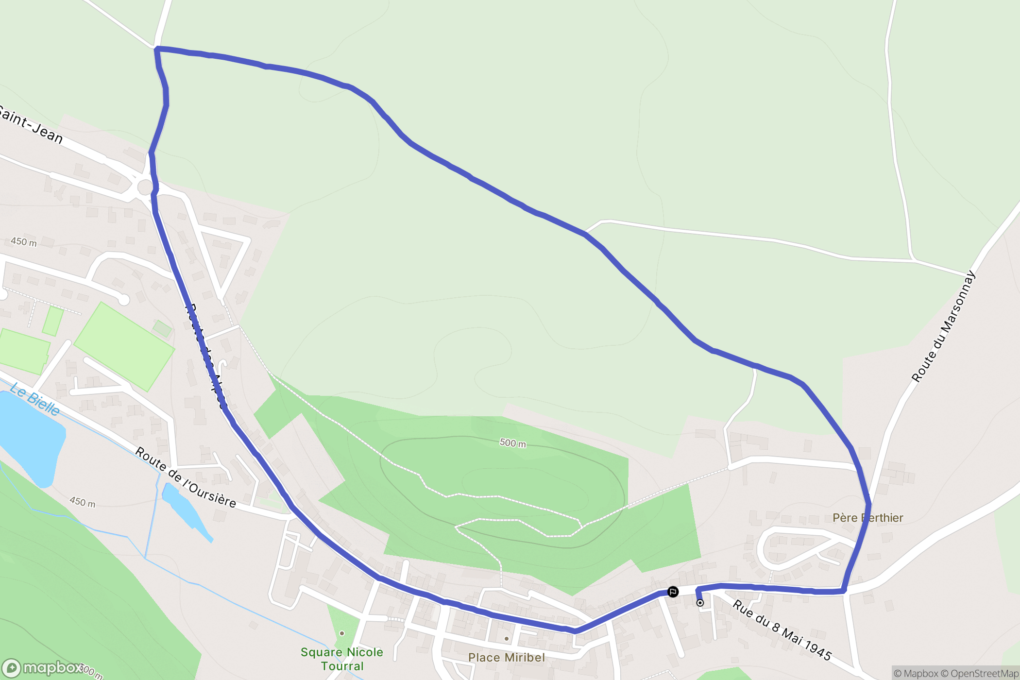 Chatonnay : carte du parcours de randonnée - France