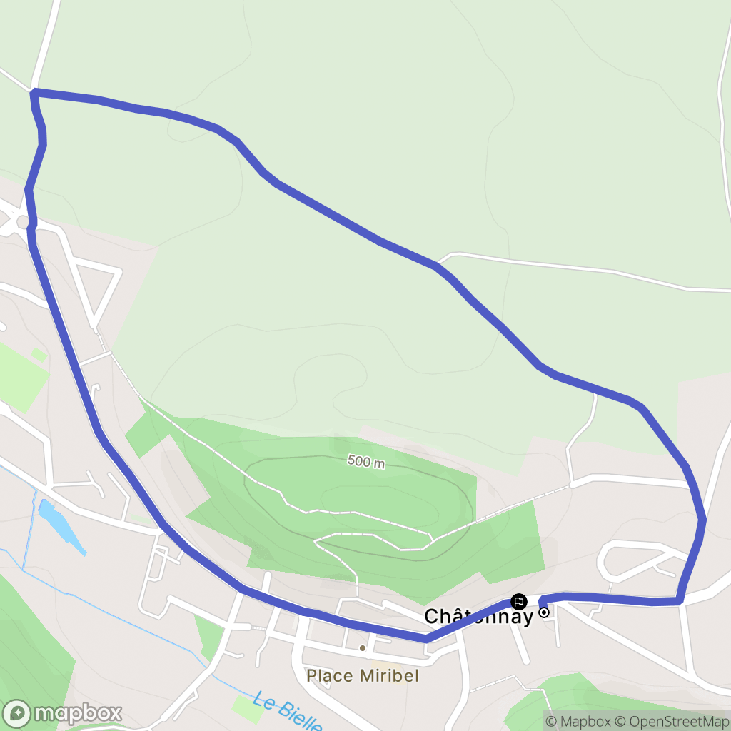 Chatonnay : carte du parcours de randonnée - France