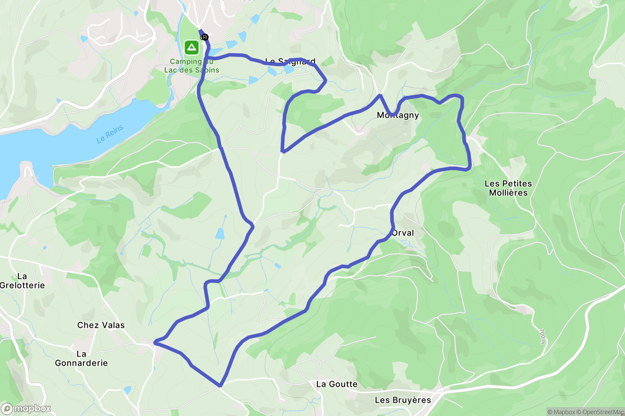 Cublize : carte du parcours de randonnée - France