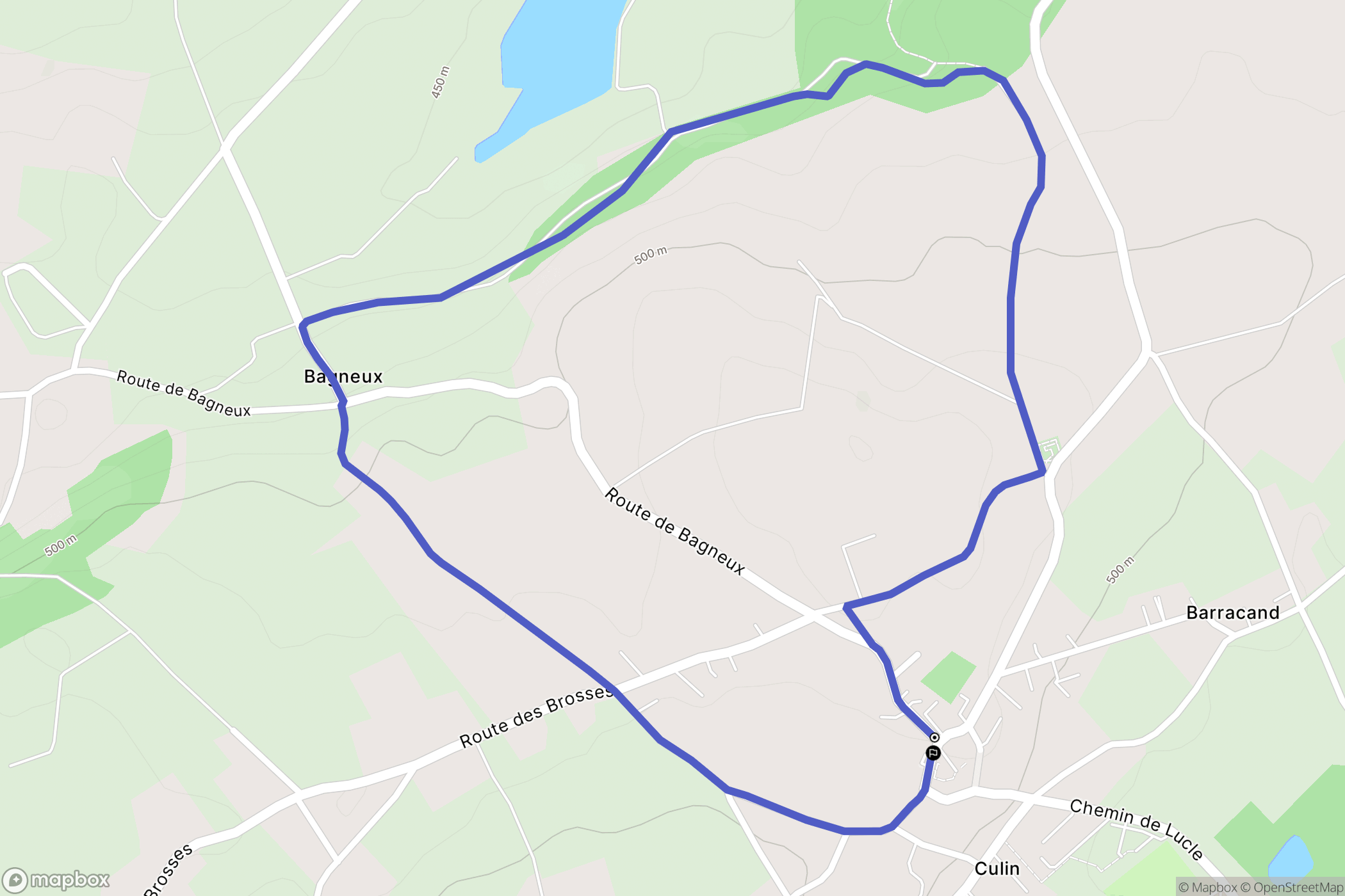 Culin : carte du parcours de randonnée - France