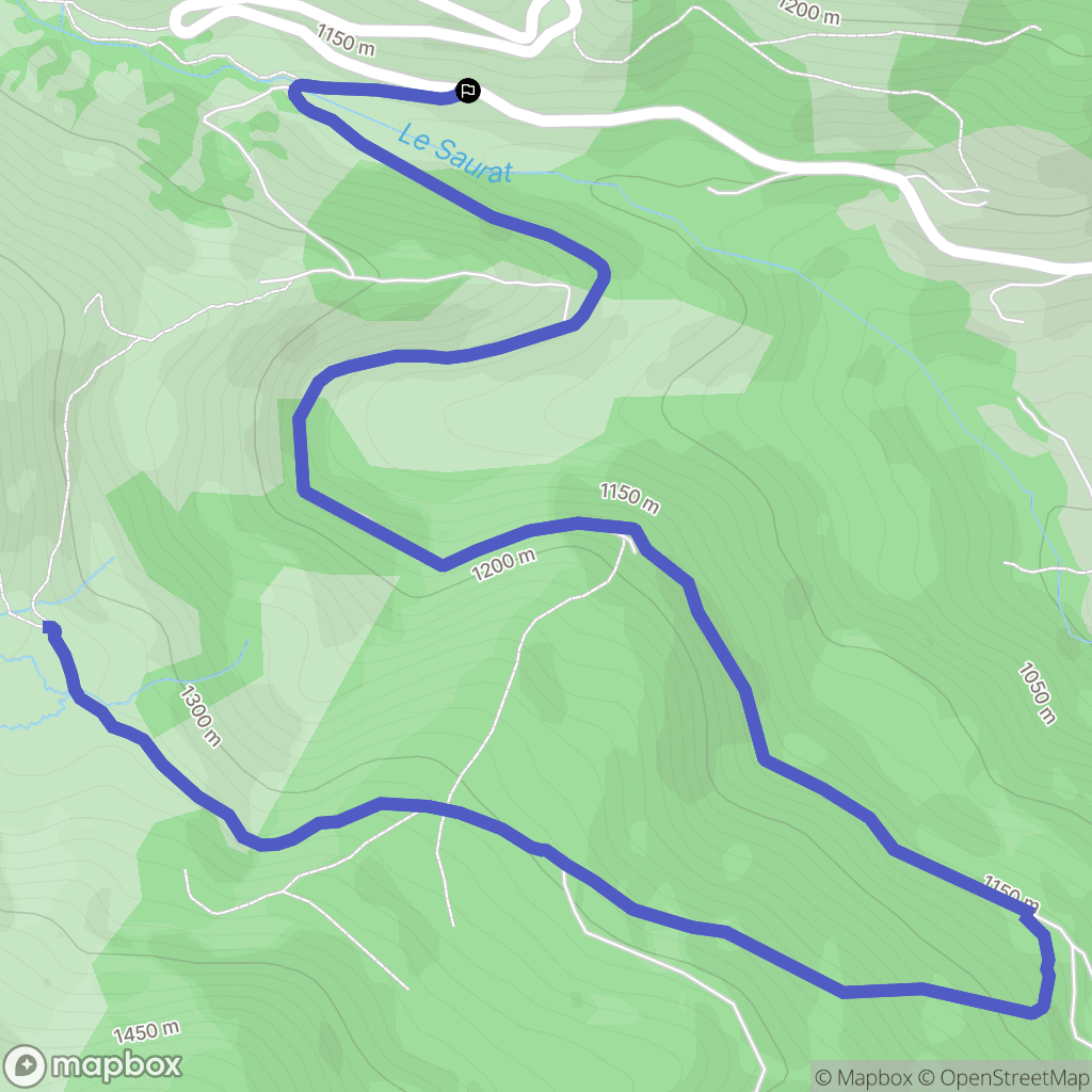 Saurat : carte du parcours de randonnée - France