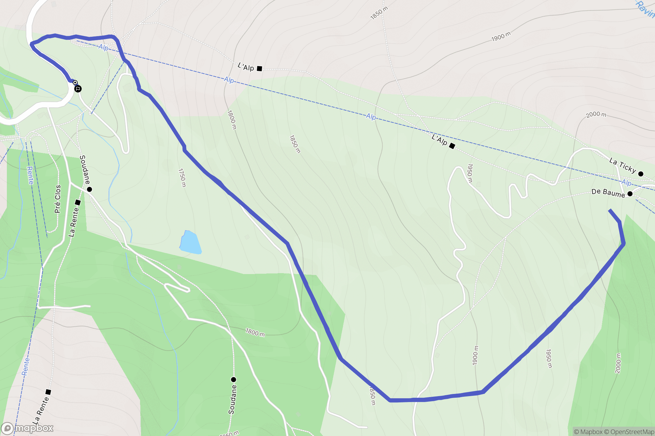 Enchastrayes : carte du parcours de randonnée - France