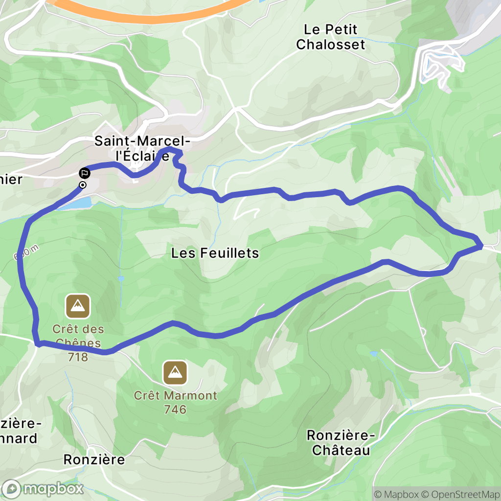 Saint-Marcel-l'Éclaire : carte du parcours de randonnée - France