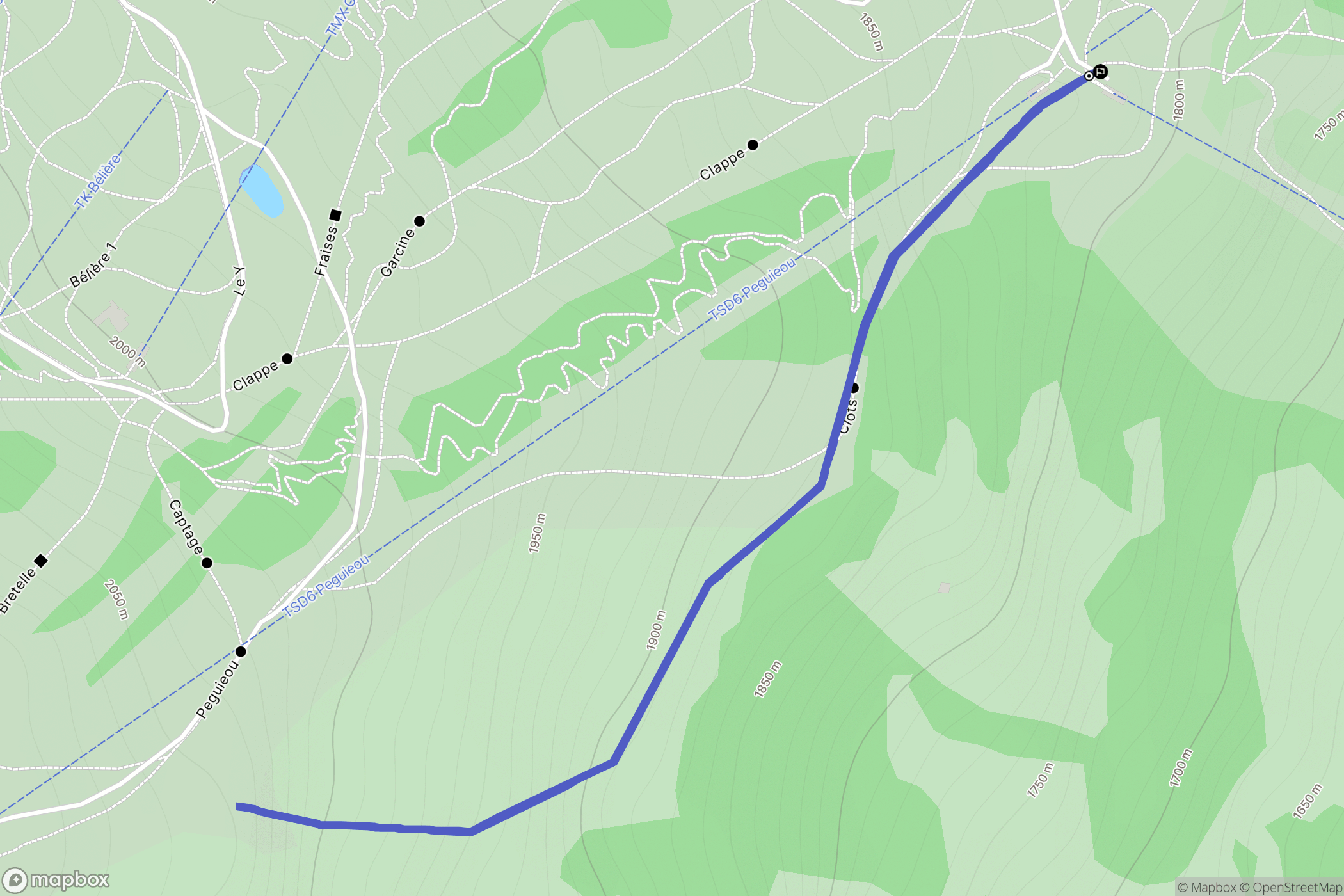 Uvernet-Fours : carte du parcours de randonnée - France