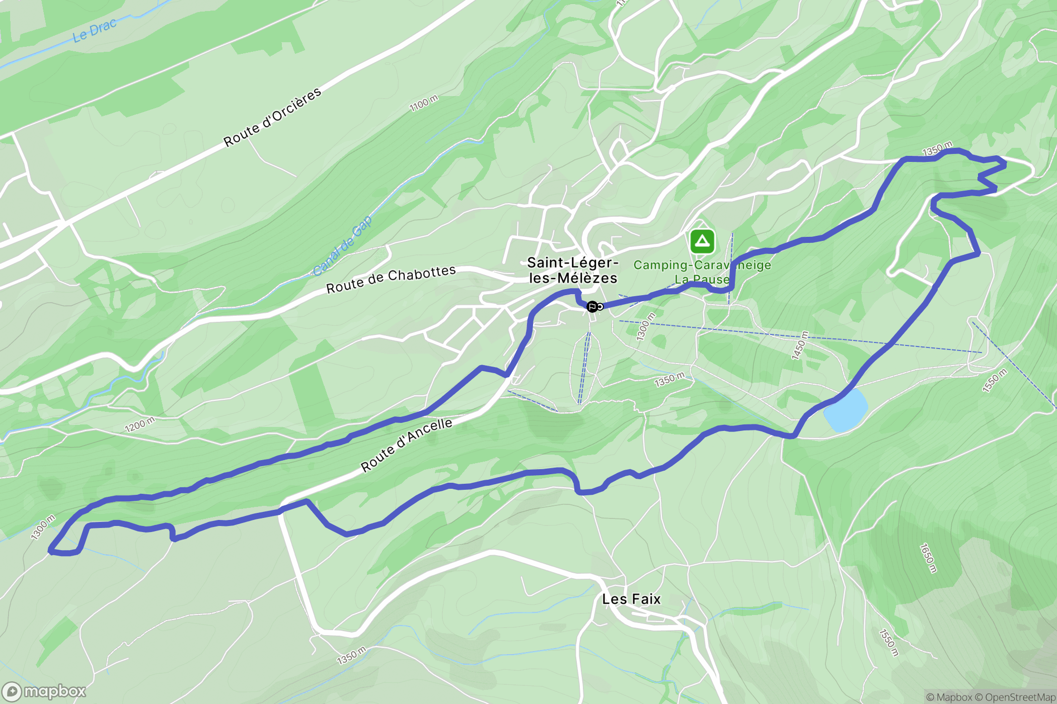Saint-Léger-les-Mélèzes : carte du parcours de randonnée - France