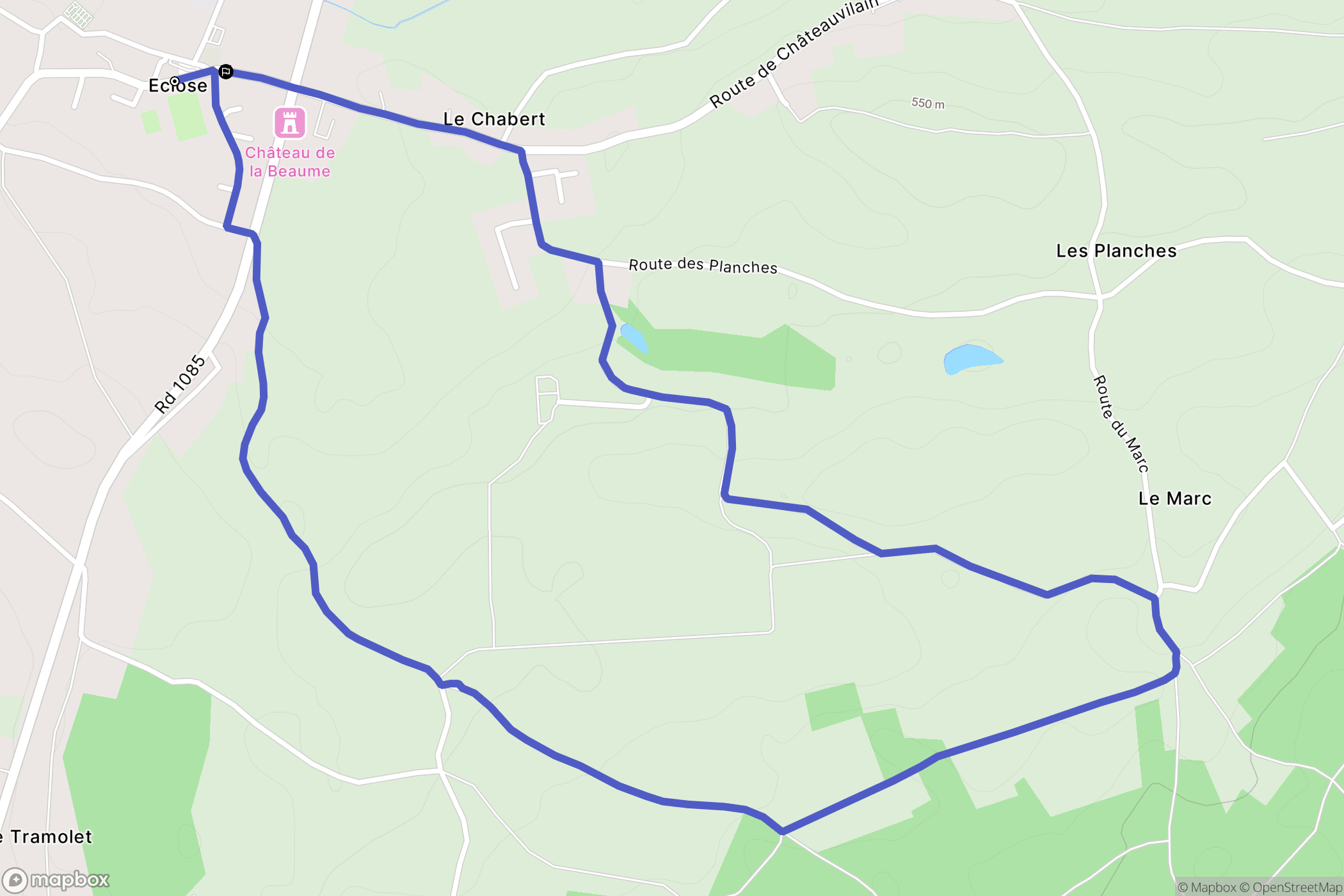 Eclose-Badinières : carte du parcours de randonnée - France