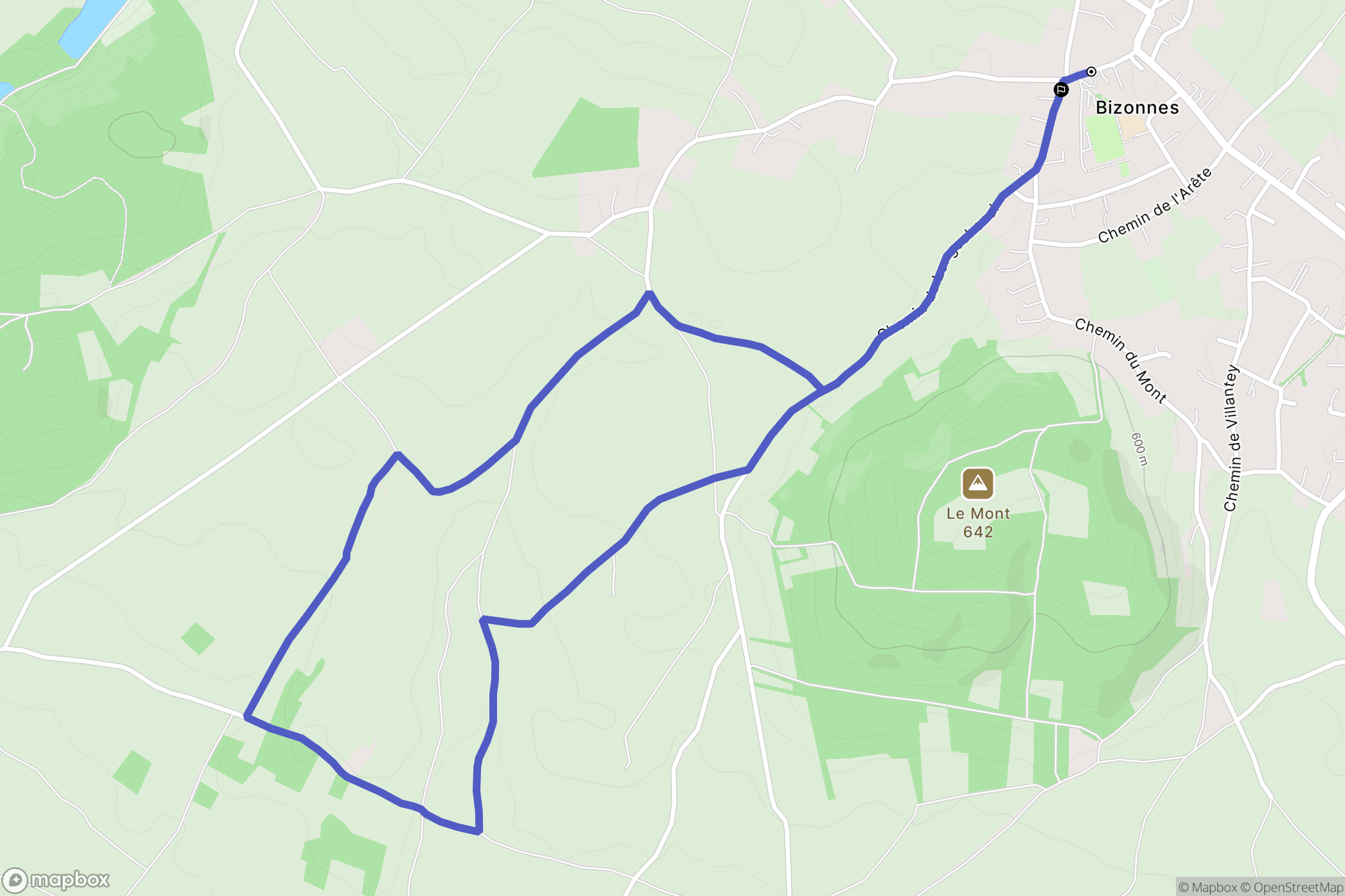 Bizonnes : carte du parcours de randonnée - France