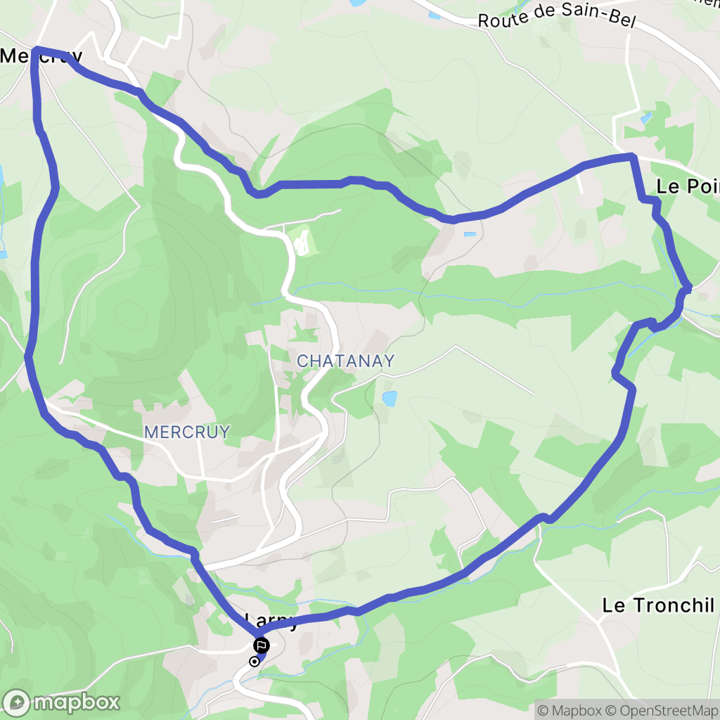 Larny, Pollionnay : carte du parcours de randonnée - France