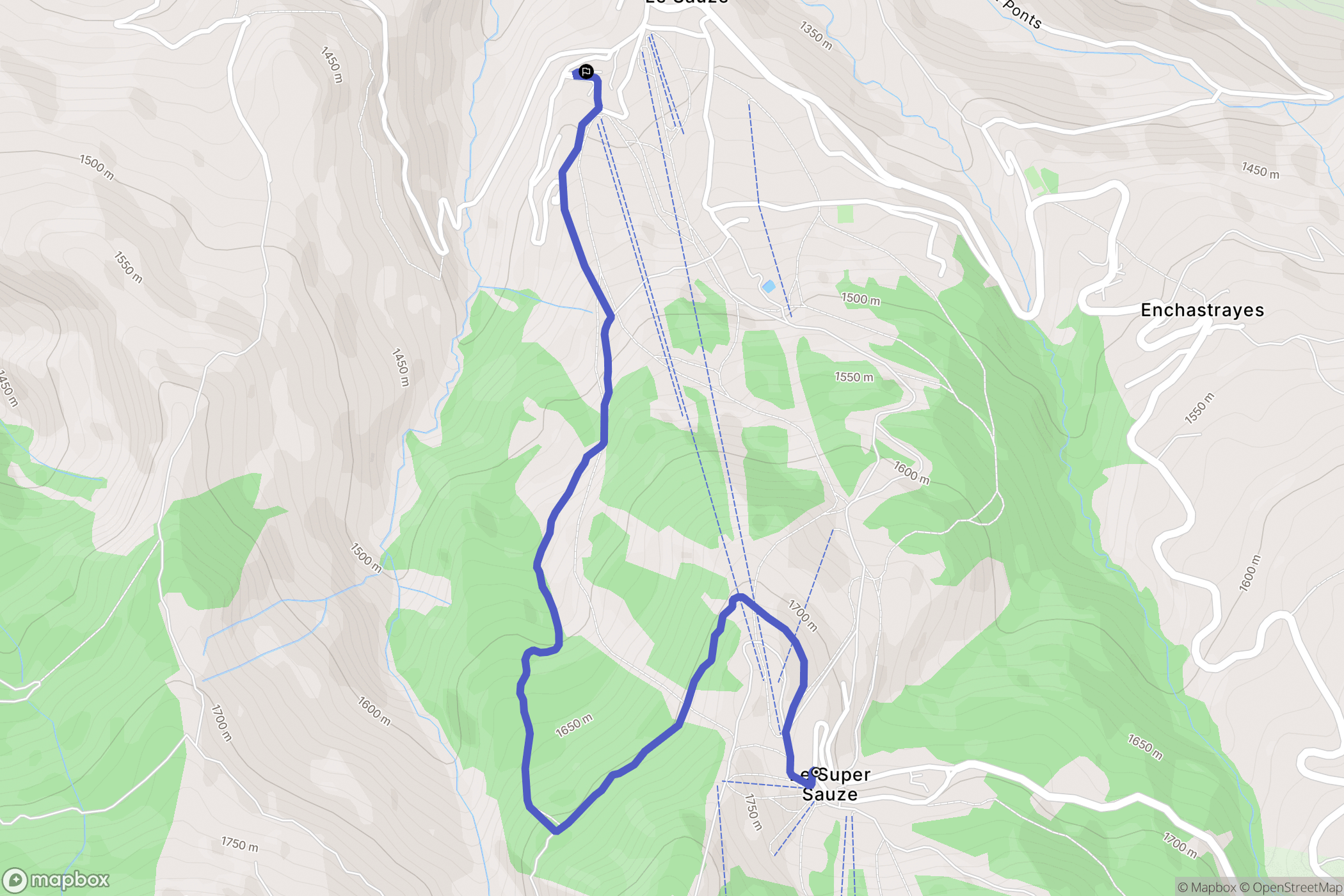 Le-Super-Sauze : carte du parcours de randonnée - France