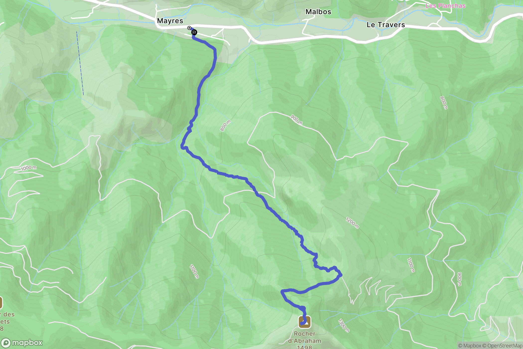 Mayres : carte du parcours de randonnée - France