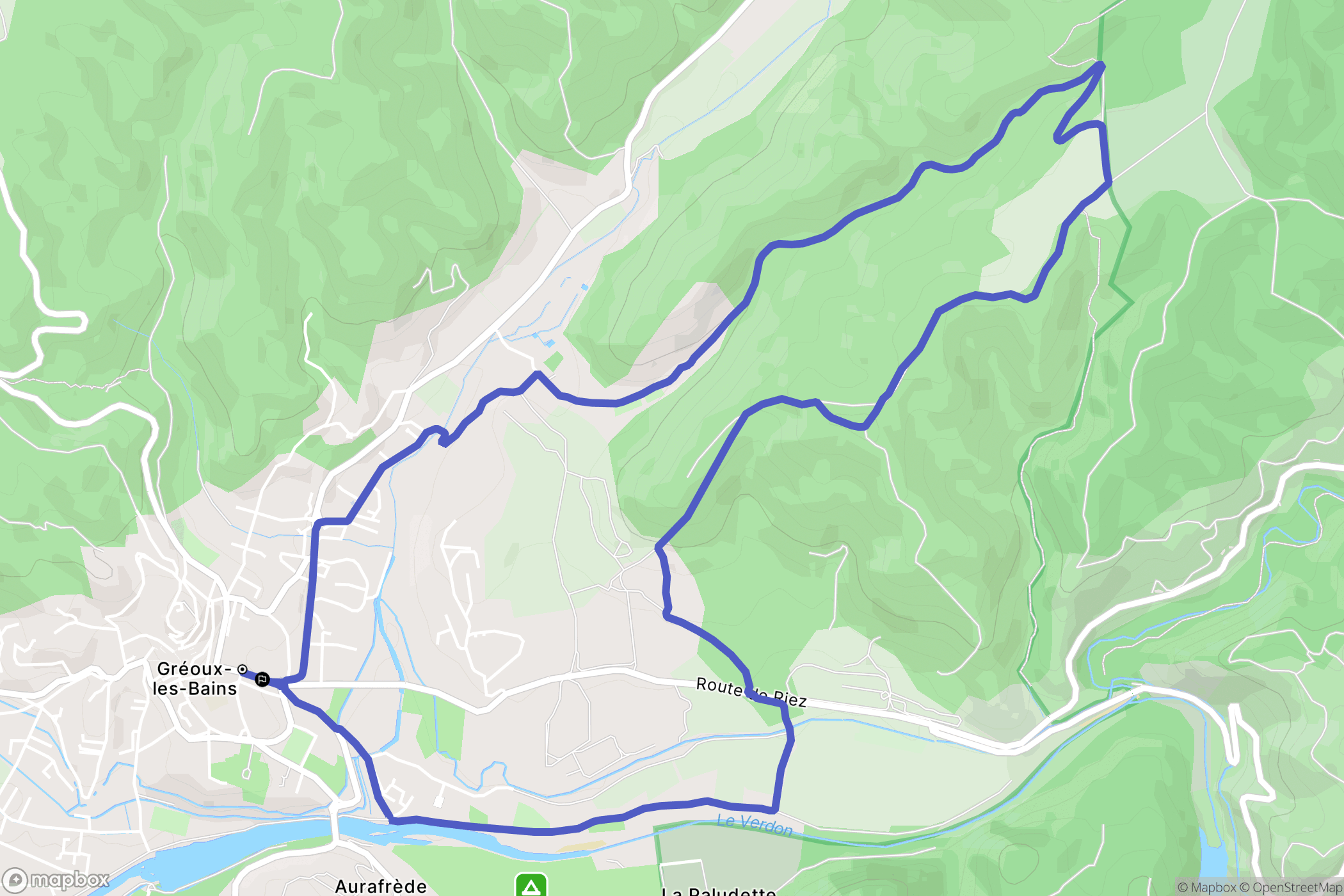 Gréoux les bains : carte du parcours de randonnée - France