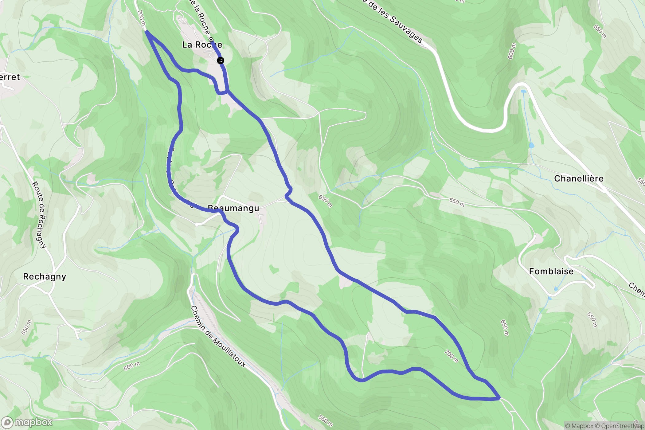 Les Sauvages : carte du parcours de randonnée - France