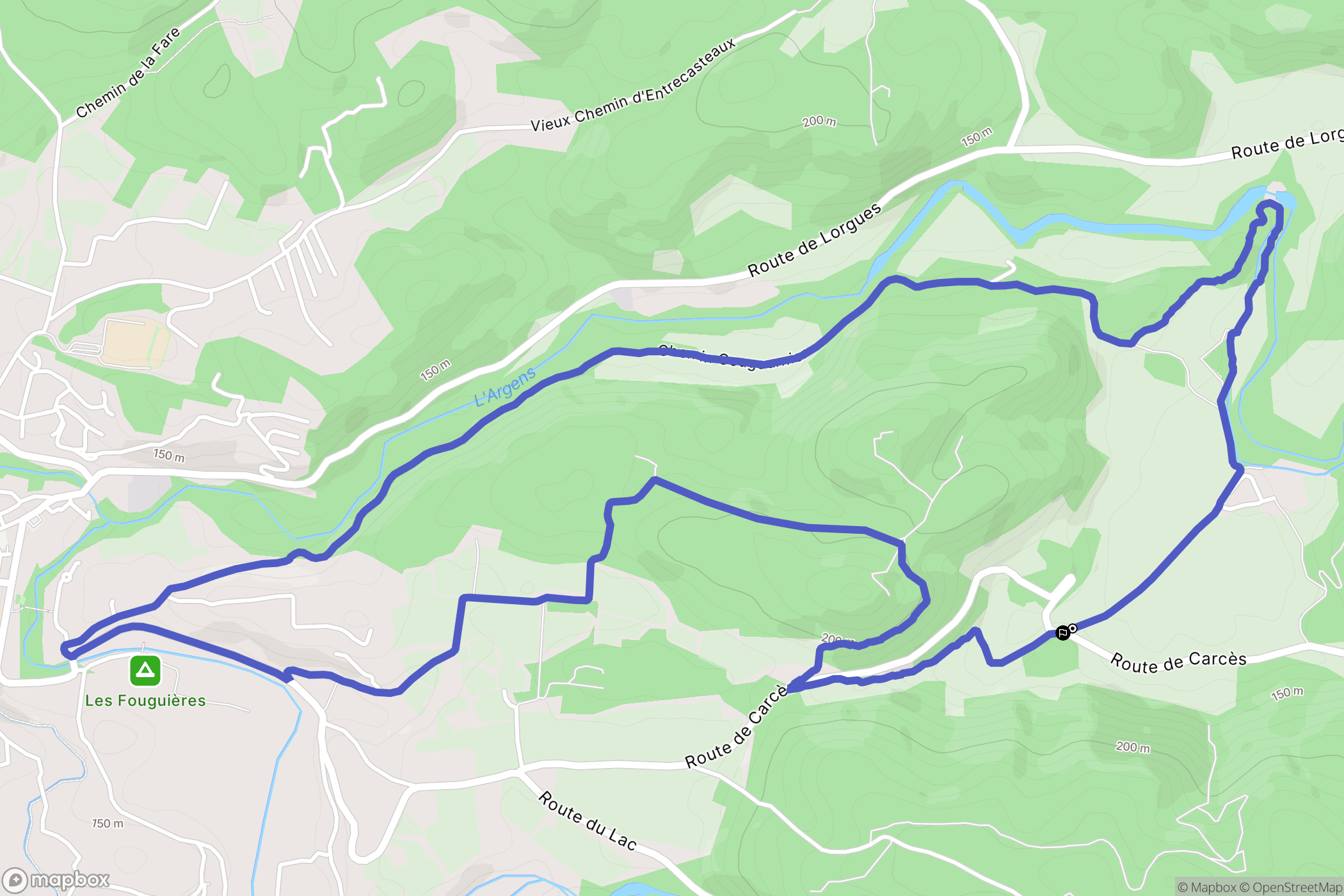 Carcès : carte du parcours de randonnée - France