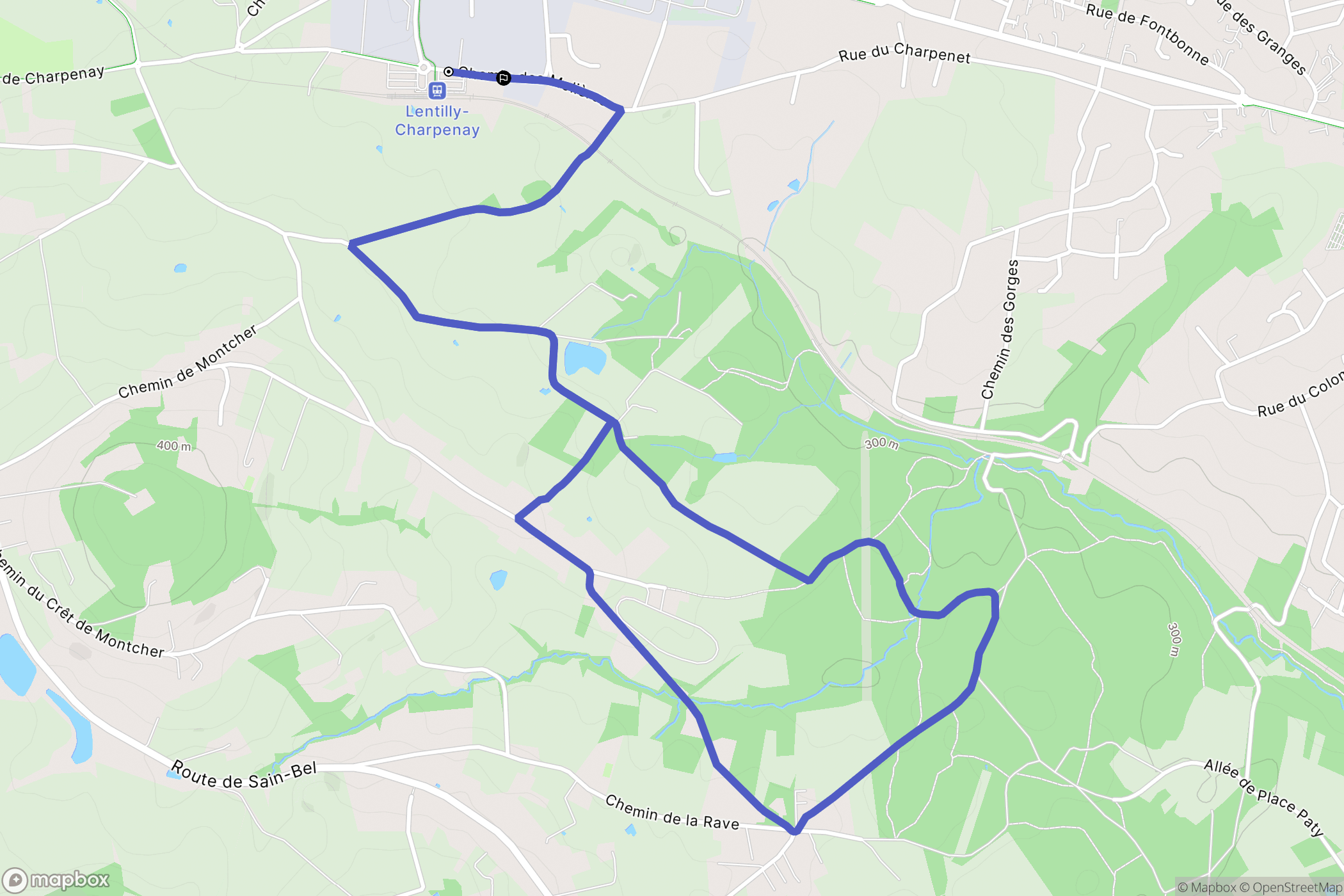Lentilly : carte du parcours de randonnée - France