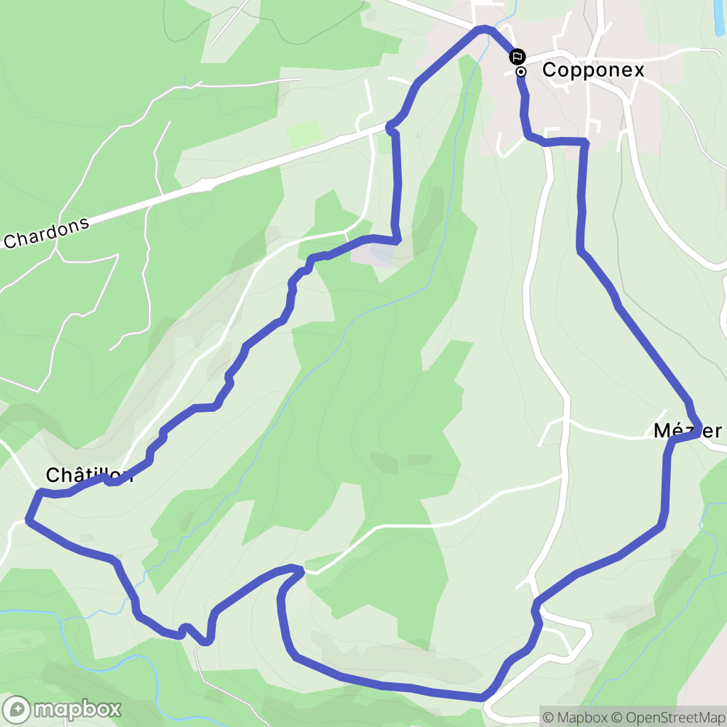 Copponex : carte du parcours de randonnée - France